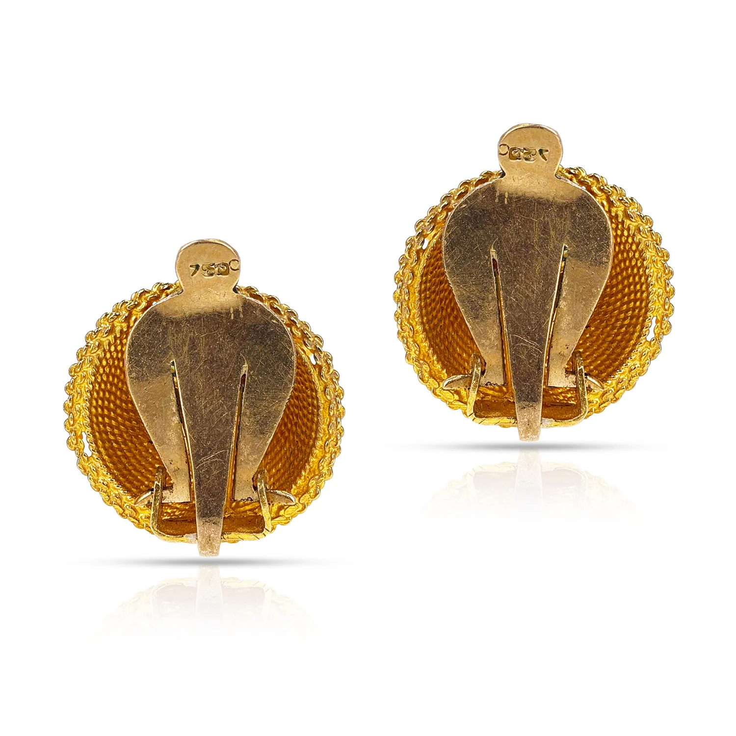 Turquoise Cabochon and Gold Earring, Part of Set