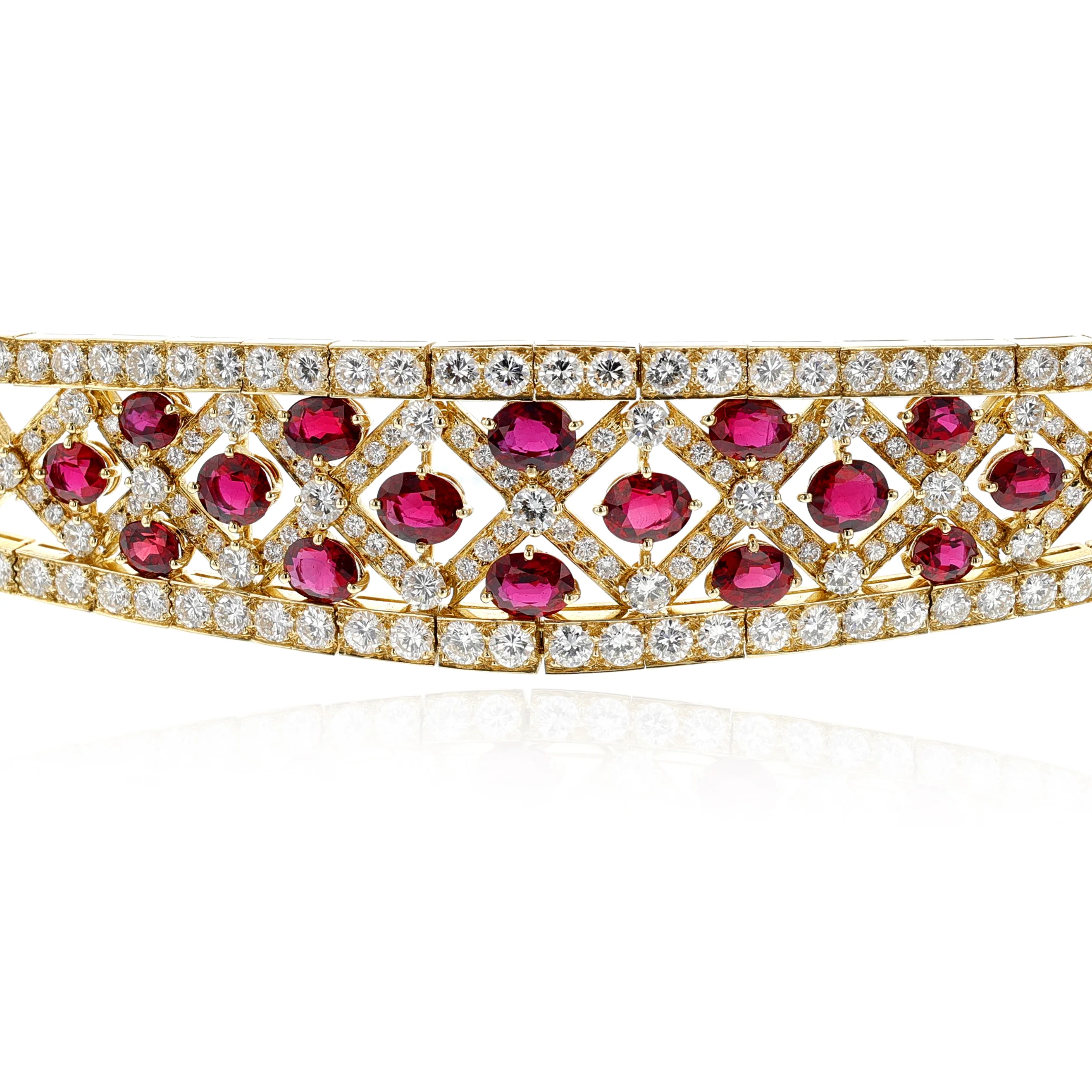 1980s Van Cleef & Arpels Ruby and Diamond Bracelet, 18k Yellow
