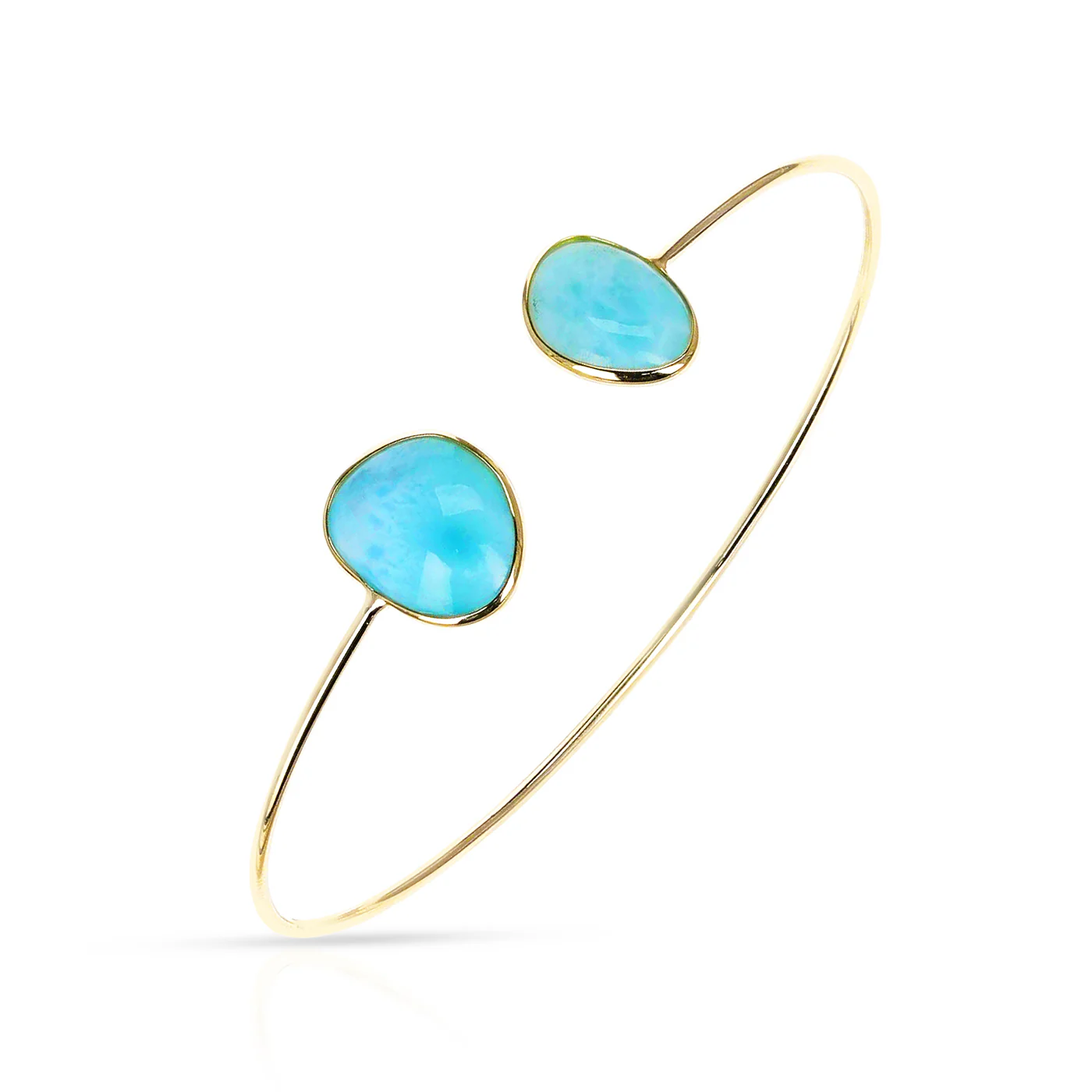 Mixed Shape Larimar Bangle, 18k