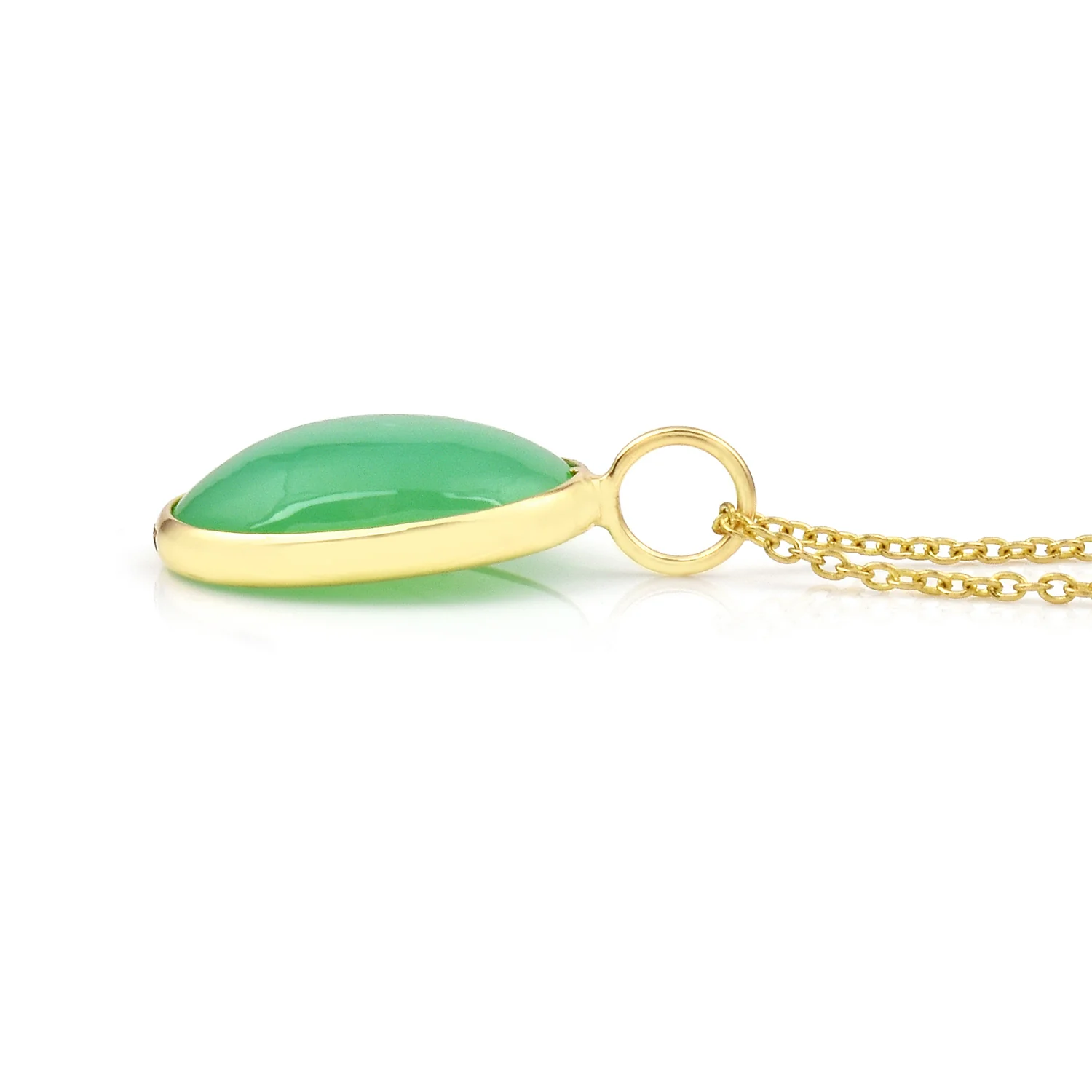 Chrysoprase Oval Shape Pendant, 18K Yellow Gold
