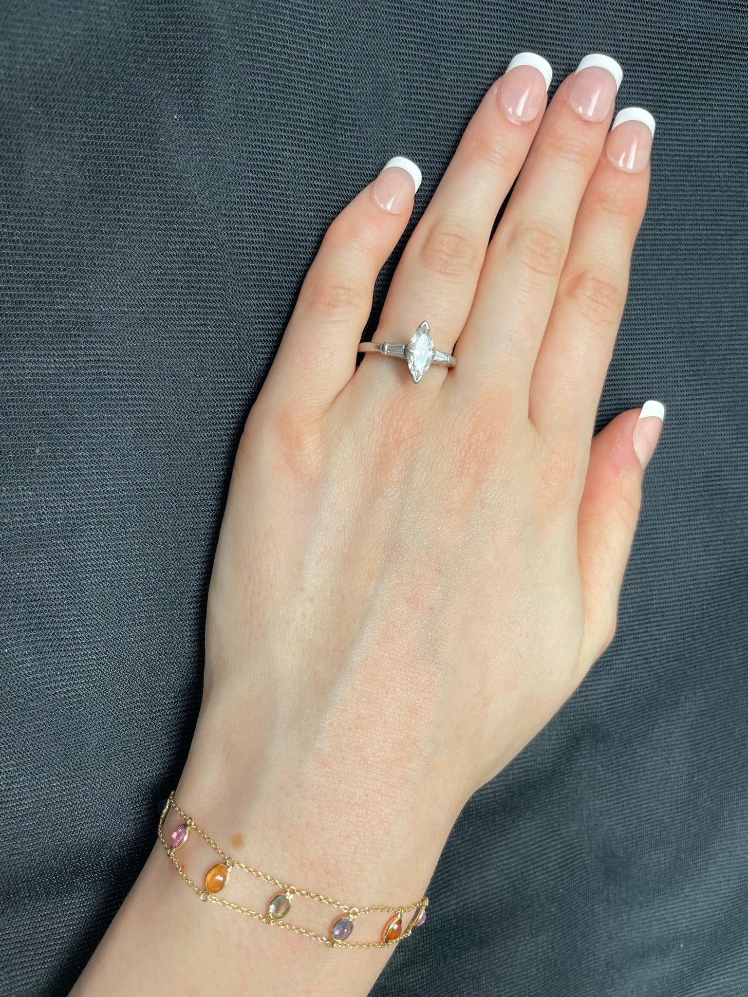 Oval Genuine Multi-Sapphire 18k Yellow Gold Bracelet