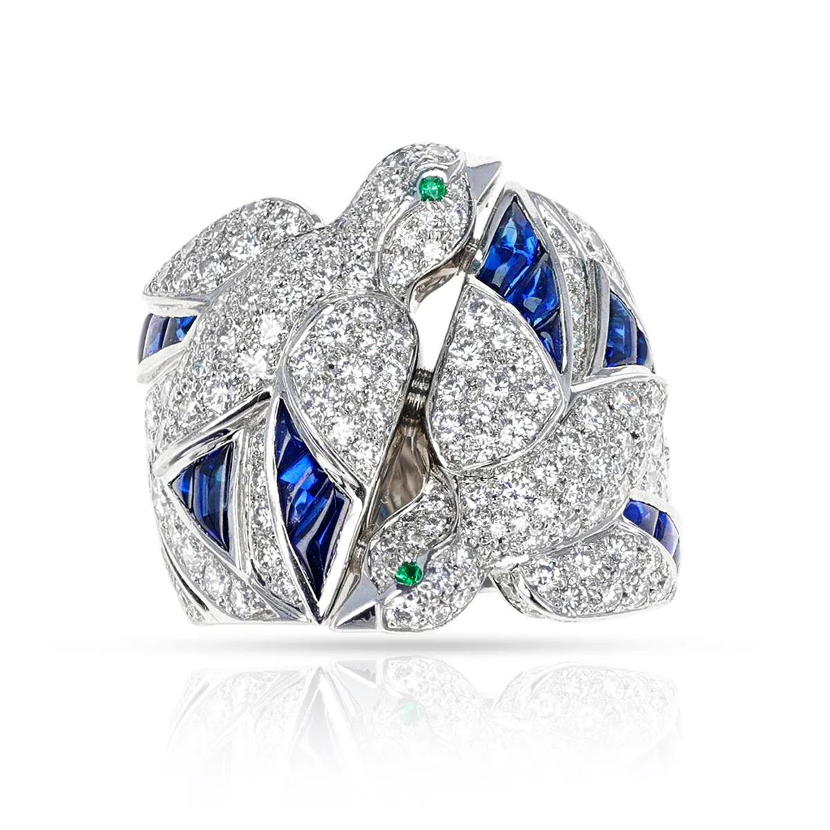 Cartier Les Oiseaux Libérés Diamond, Emerald and Sapphire Ring
