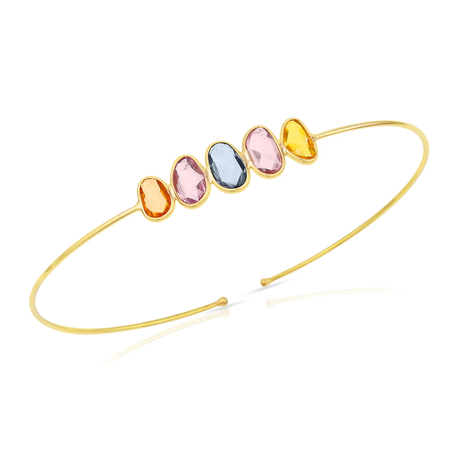 Mixed Cut Multi-Sapphire Bangle, 18K