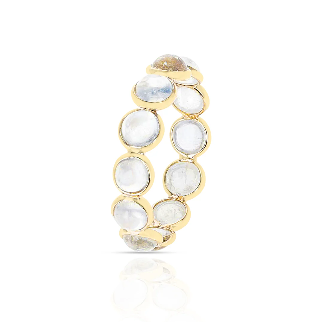 Round Moonstone Cabochon Band, Yellow Gold