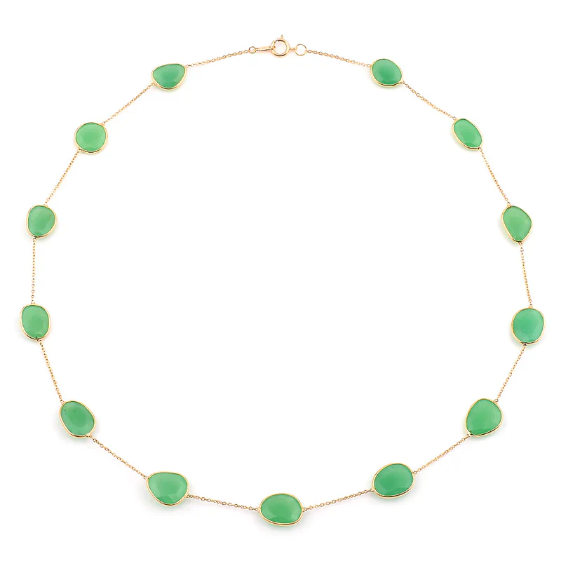 Mixed Cut Large Gemstone Necklace, 18k