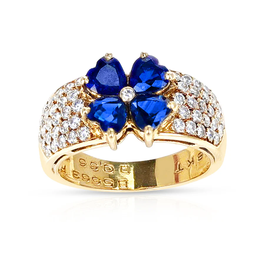 Van Cleef & Arpels Sapphire Hearts with Round Diamonds Ring