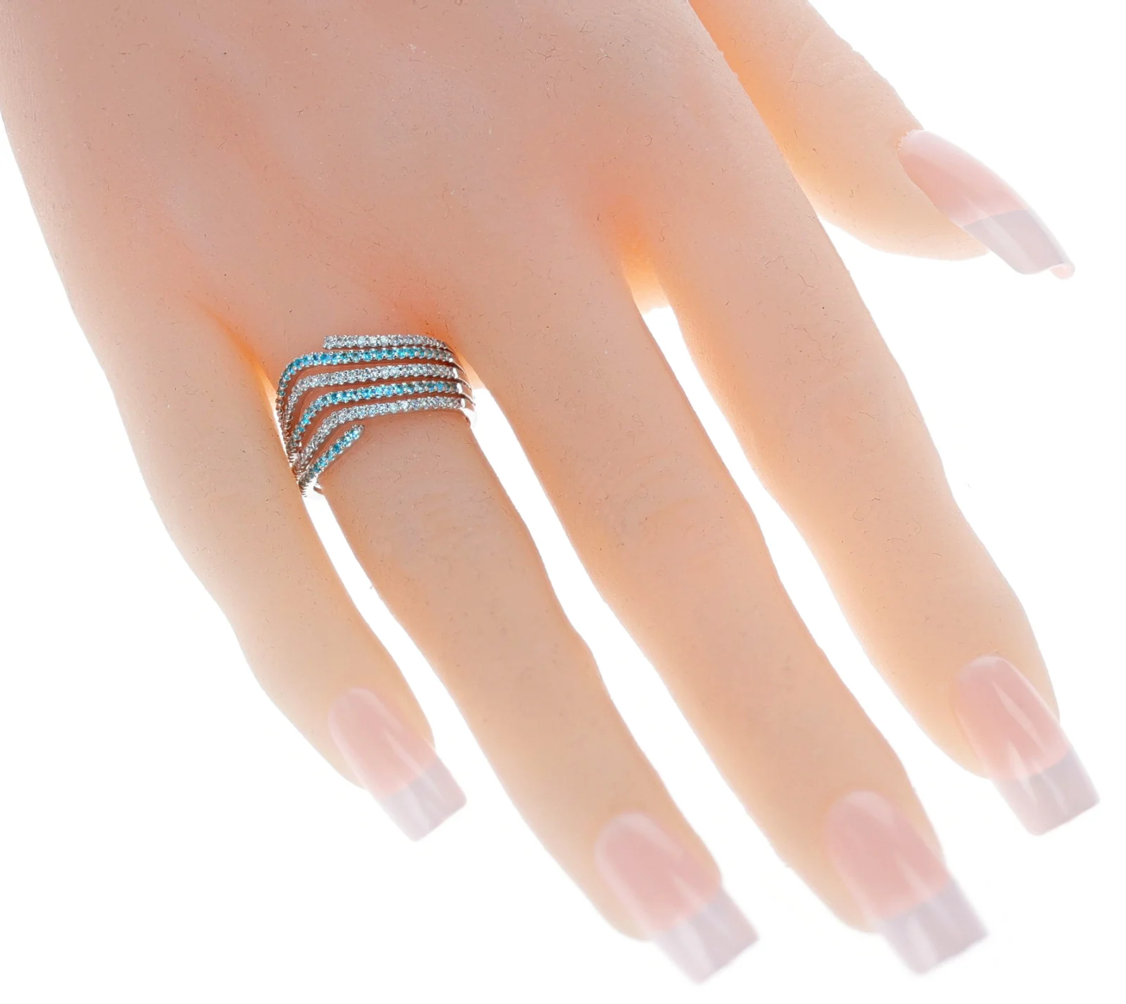 Brazilian Paraiba Tourmaline and Diamond Wavy Ring, 18k