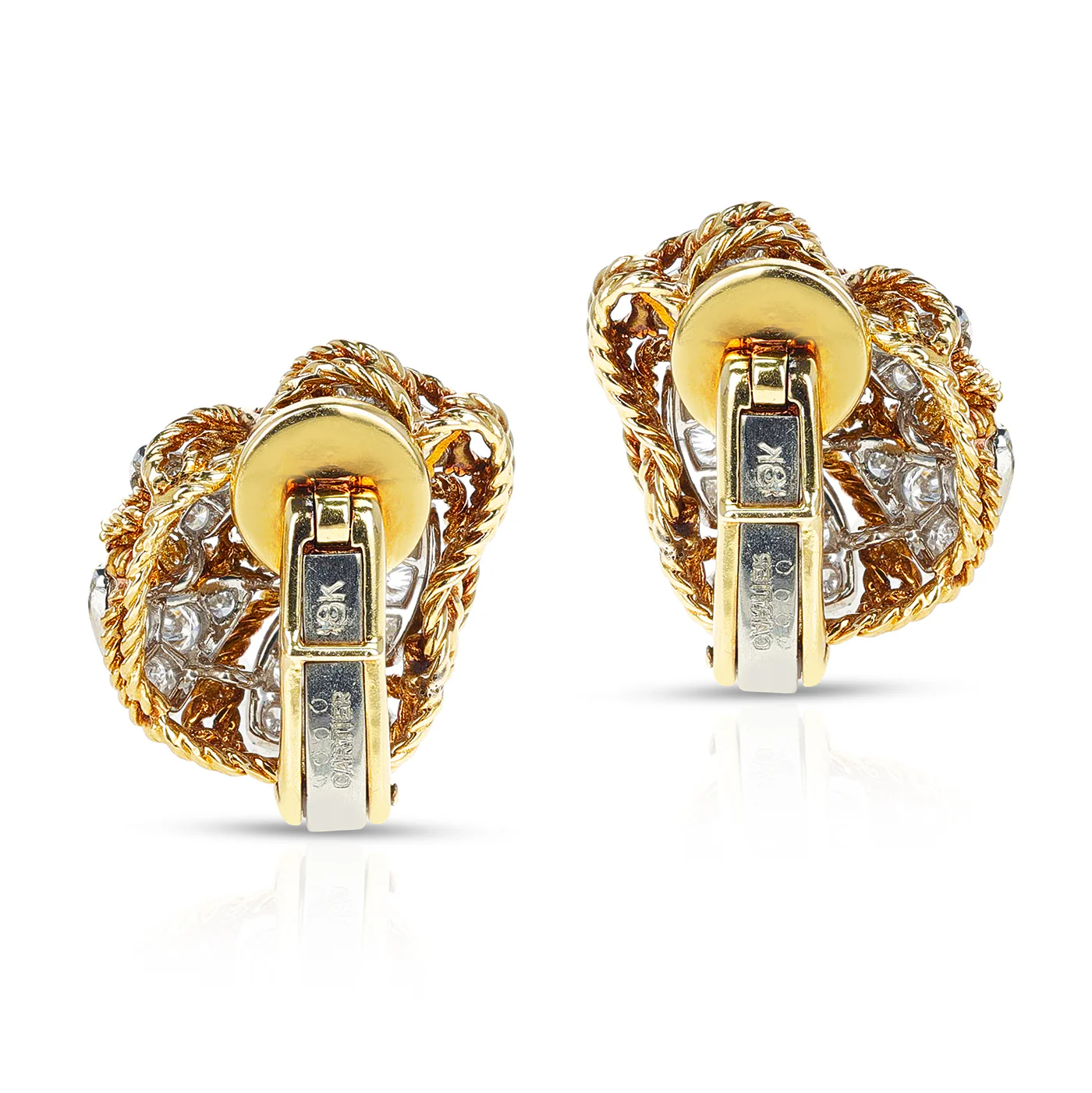 1960's Cartier 3.25 carats Diamond Cocktail Earrings in 18K Yellow Gold