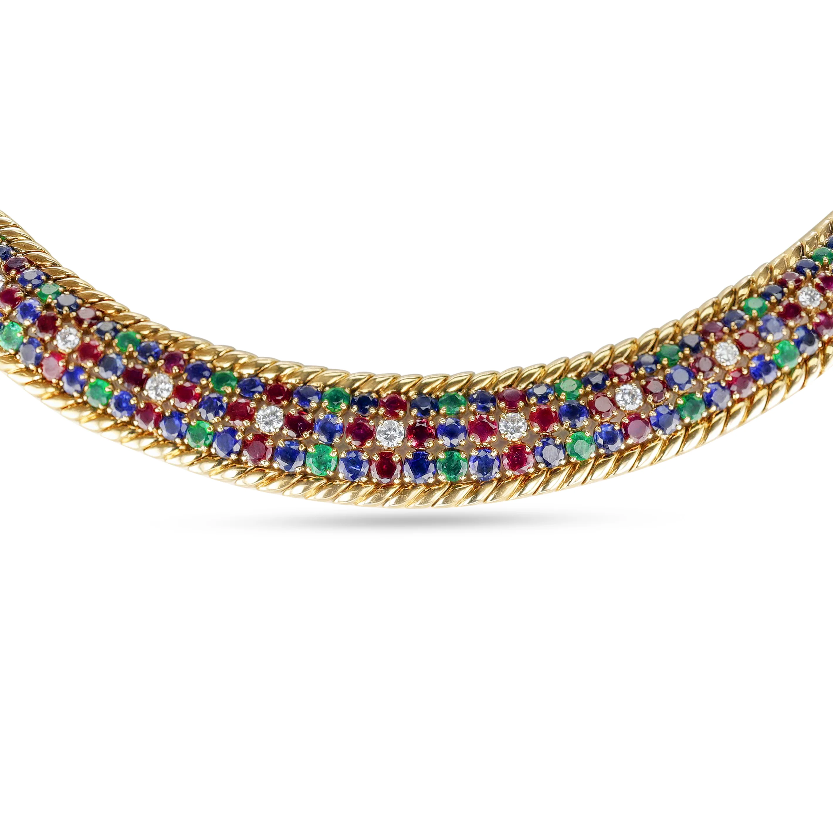 Mauboussin Ruby, Emerald, Sapphire and Diamond Necklace, 18k