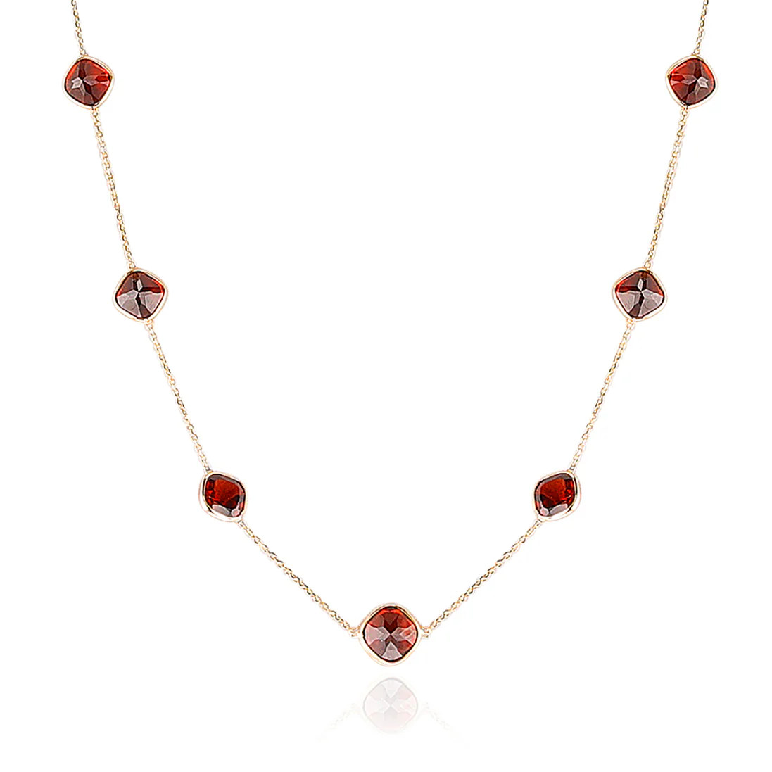 Kite-Shape Garnet Necklace, 18k