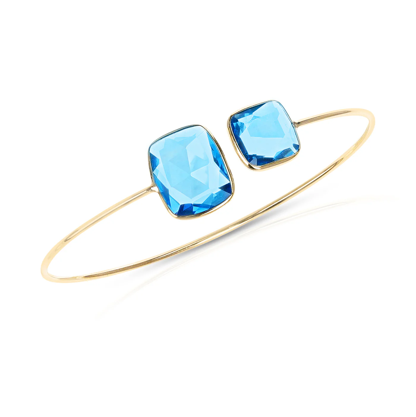 Mixed Shape Blue Topaz Bangle, 18k