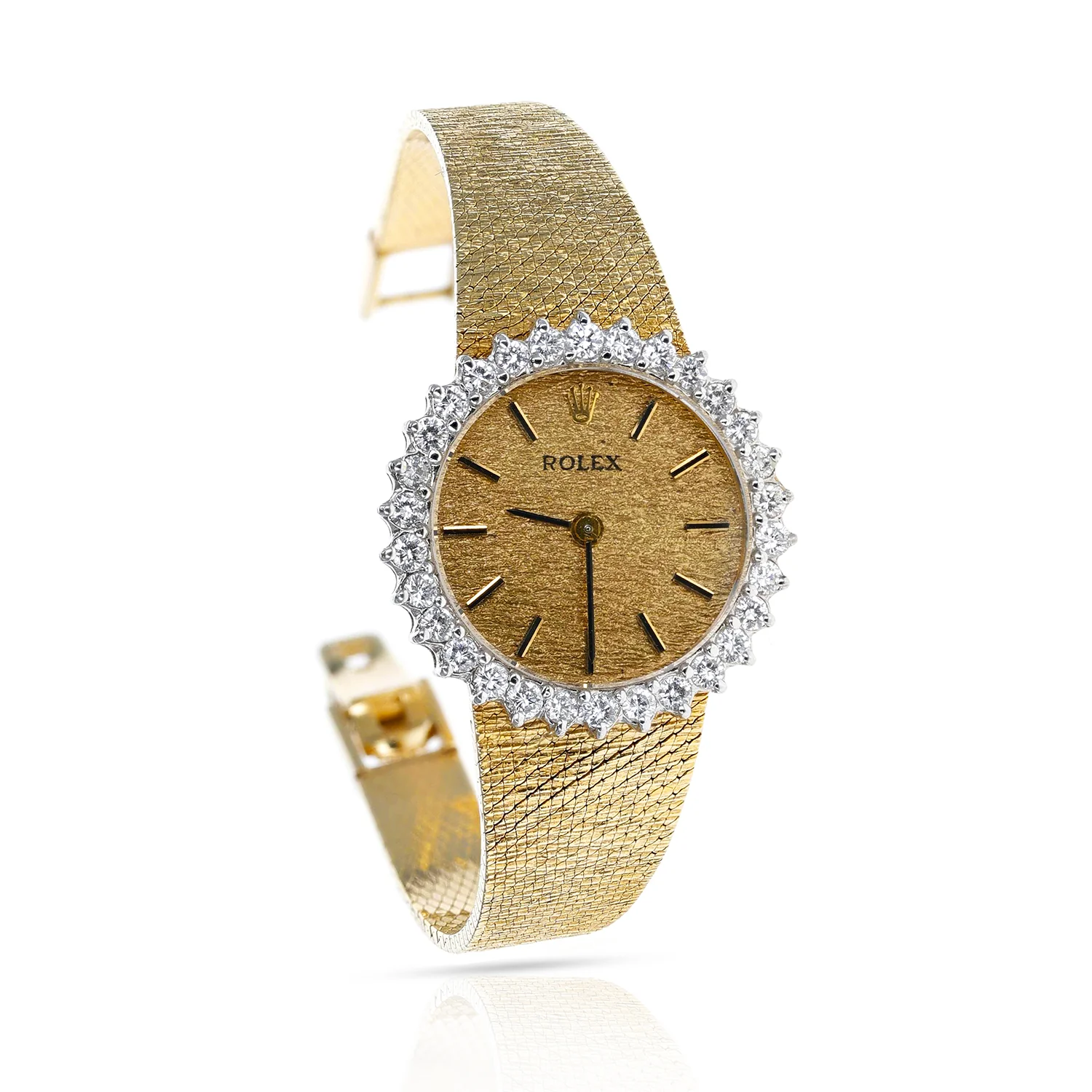 Vintage Rolex 14K Yellow Gold Diamond Bezel Watch