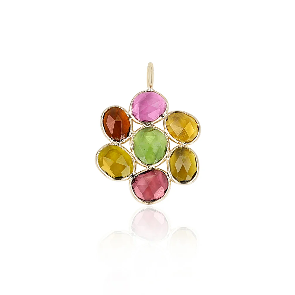 Mixed Shape Tourmaline Pendant, 18K Yellow Gold