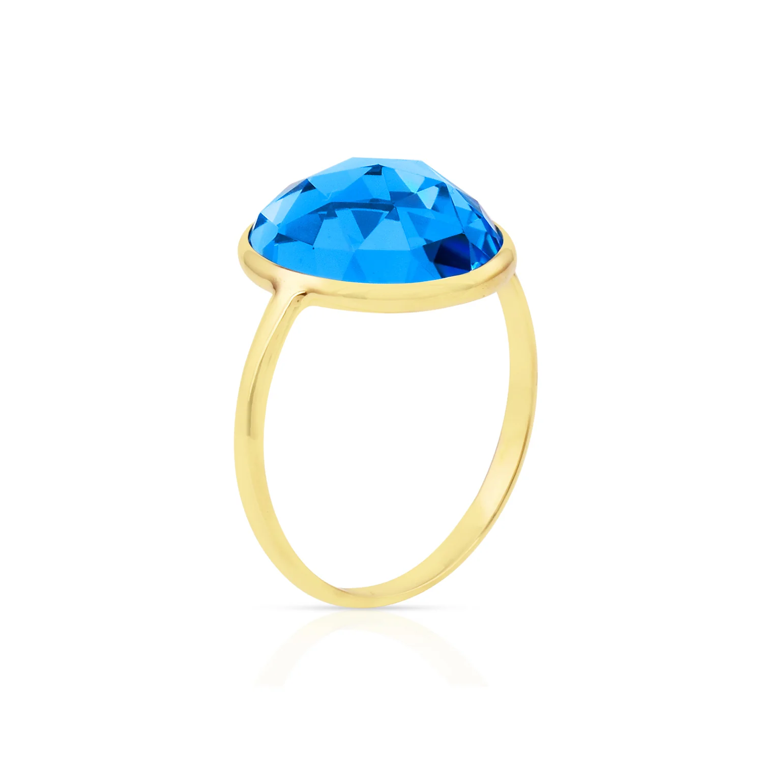 8 ct. Oval Blue Topaz Ring, 18K Yellow Gold