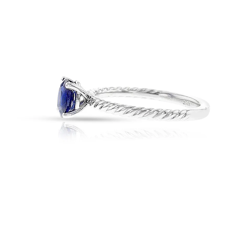 GIA Certified 0.80 ct. Unheated Burma Sapphire Ring, 14k White