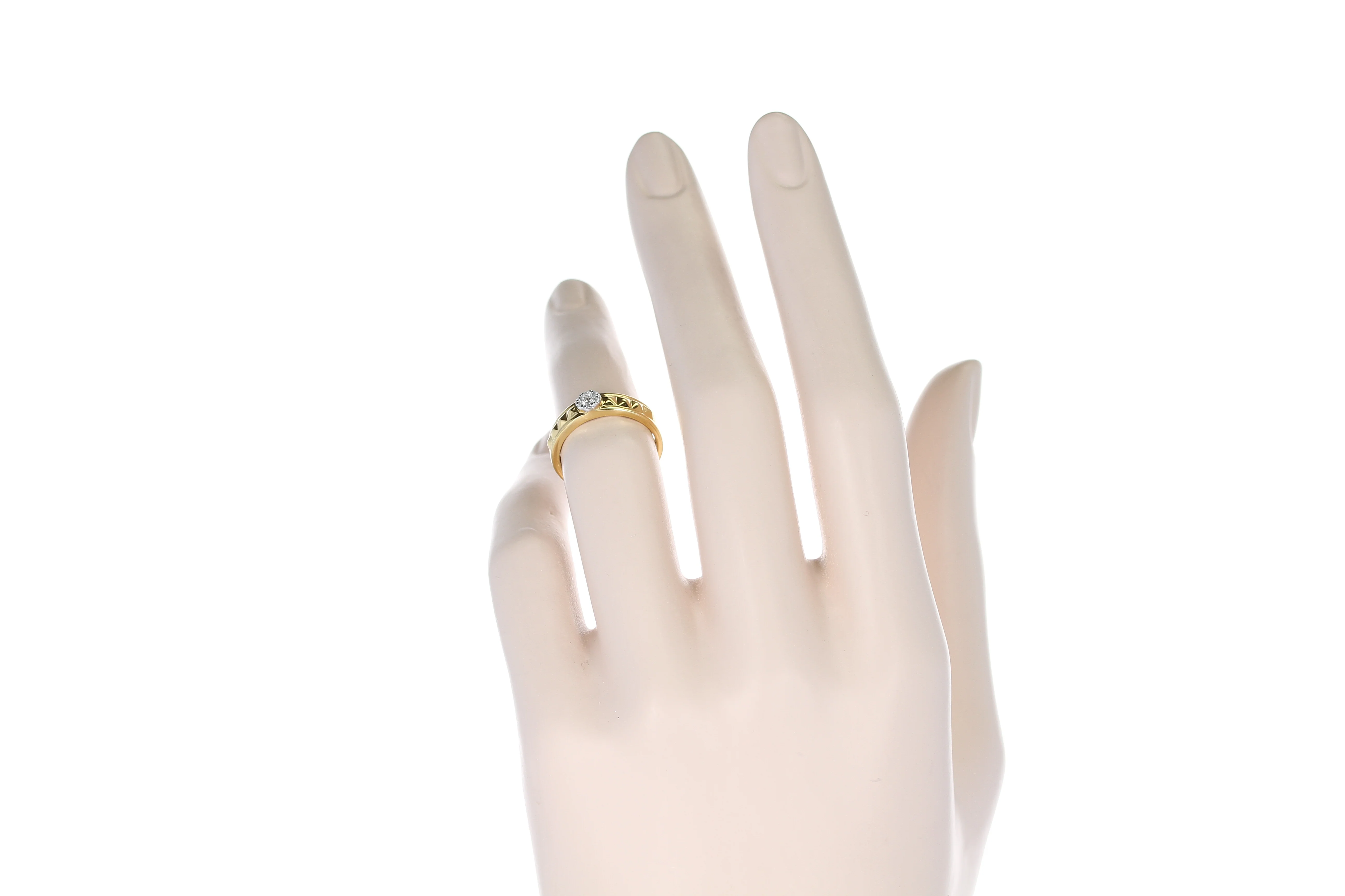 Elevated Pyramid Yellow Gold Ring with Diamonds, 14K