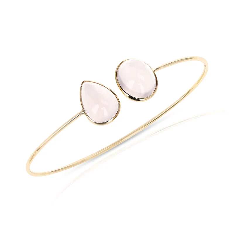 Pear and Oval Shape Rainbow Opal Bangle, 18k