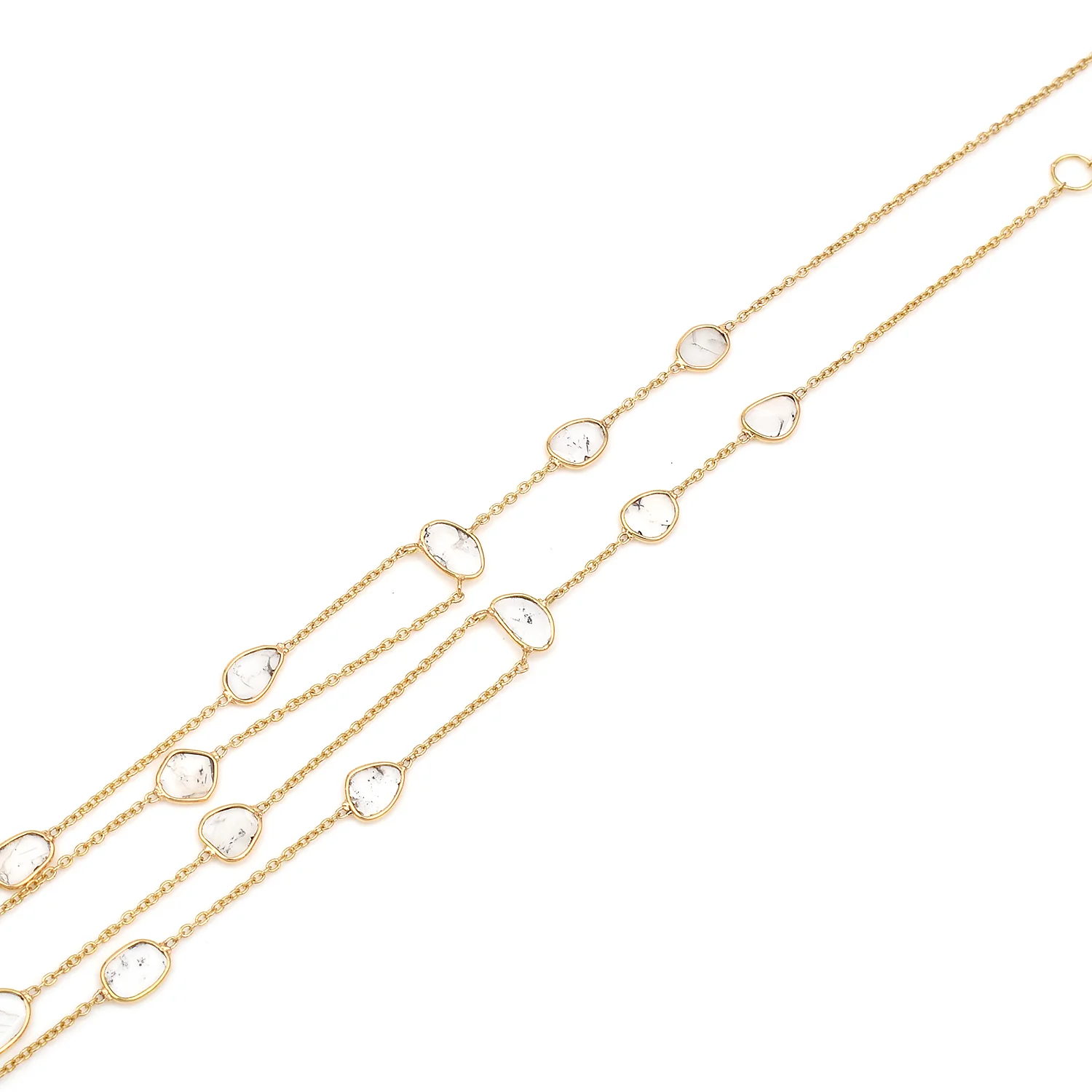 Double Layer Diamond Slices Necklace, 18k