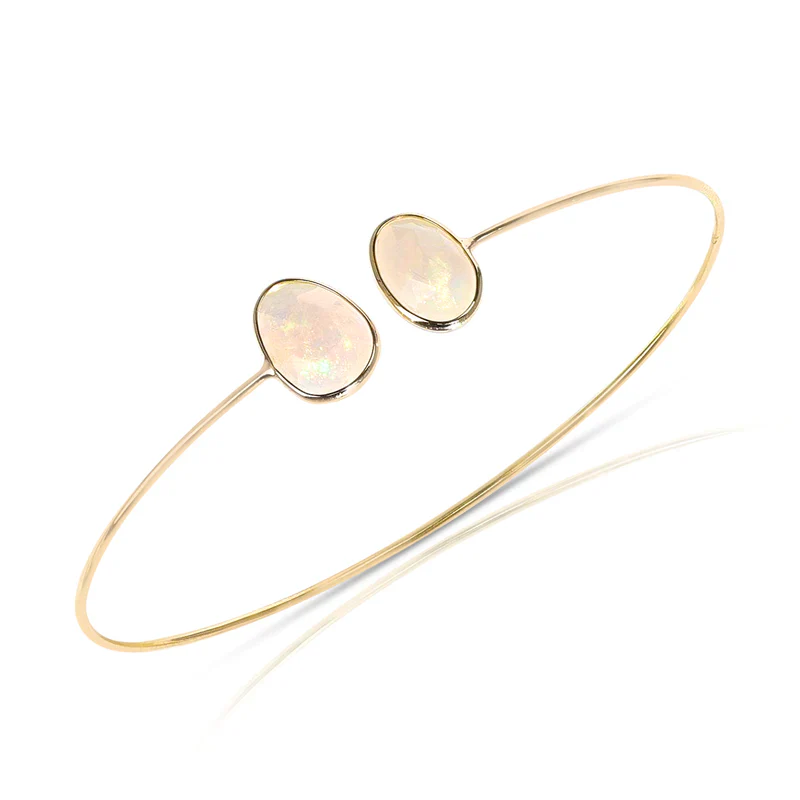 Mixed Shape Larimar Bangle, 18k