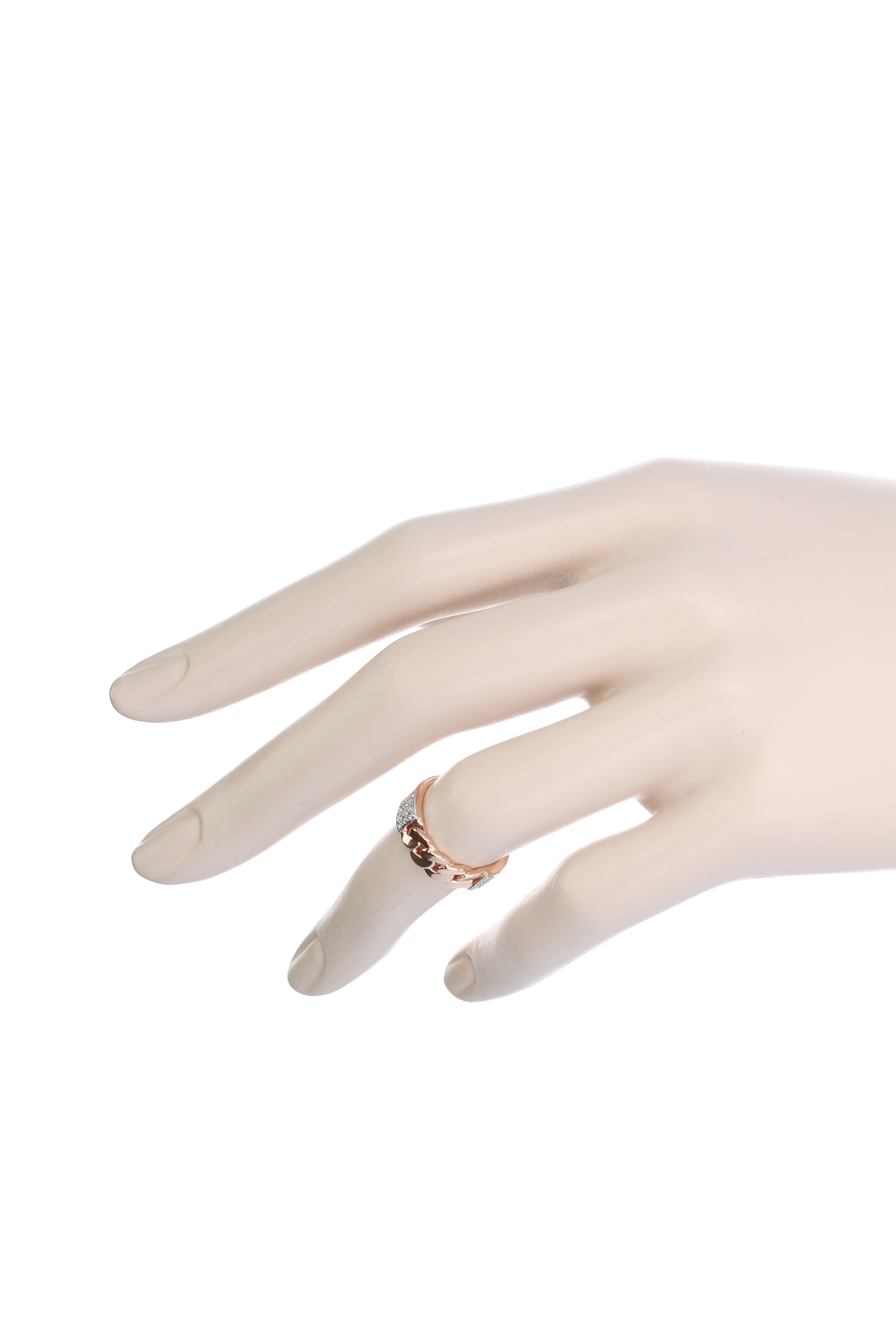 Rose Gold Rope-Style Ring with Diamonds, 14K