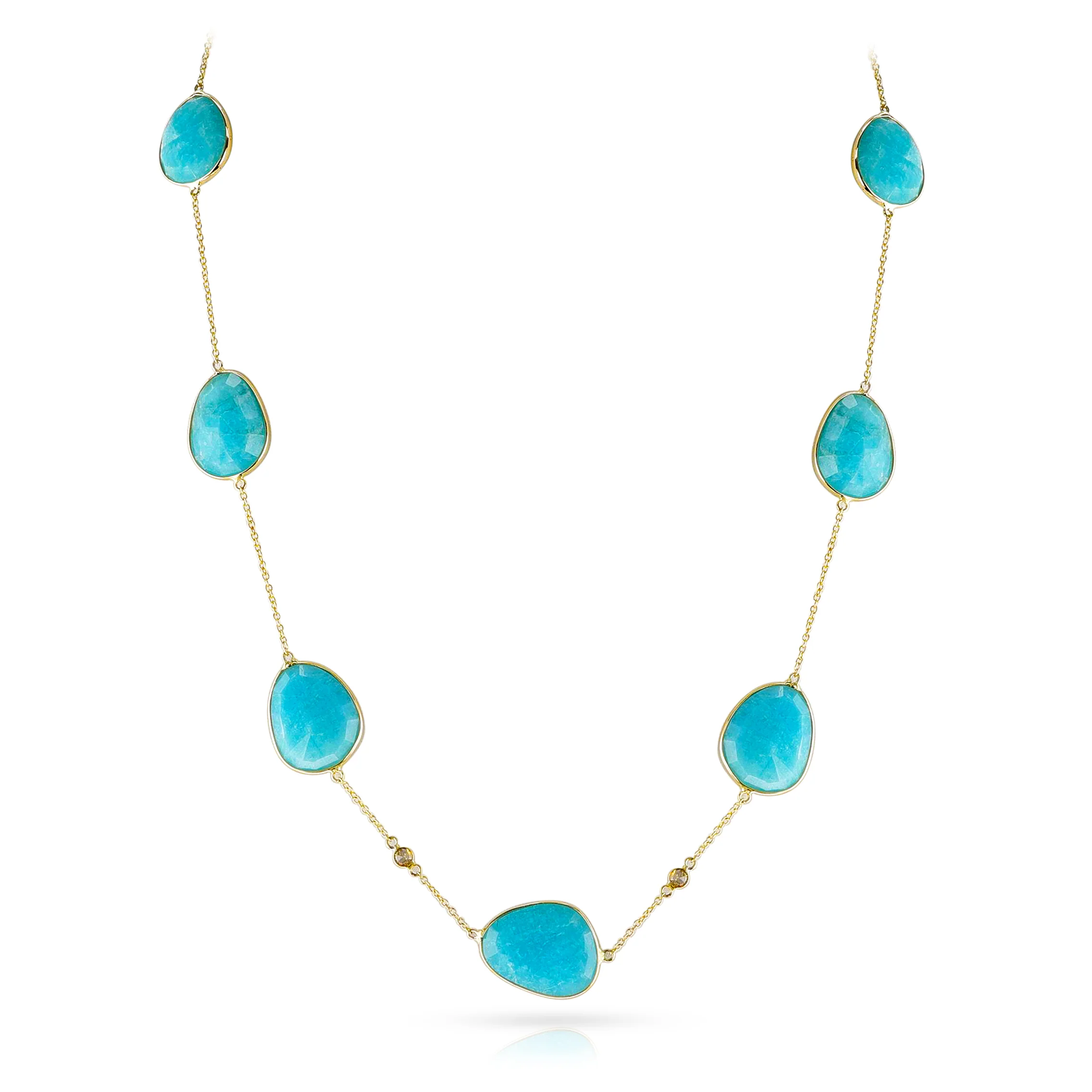 Amazonite and Diamond Rose Cut Necklace, 14k