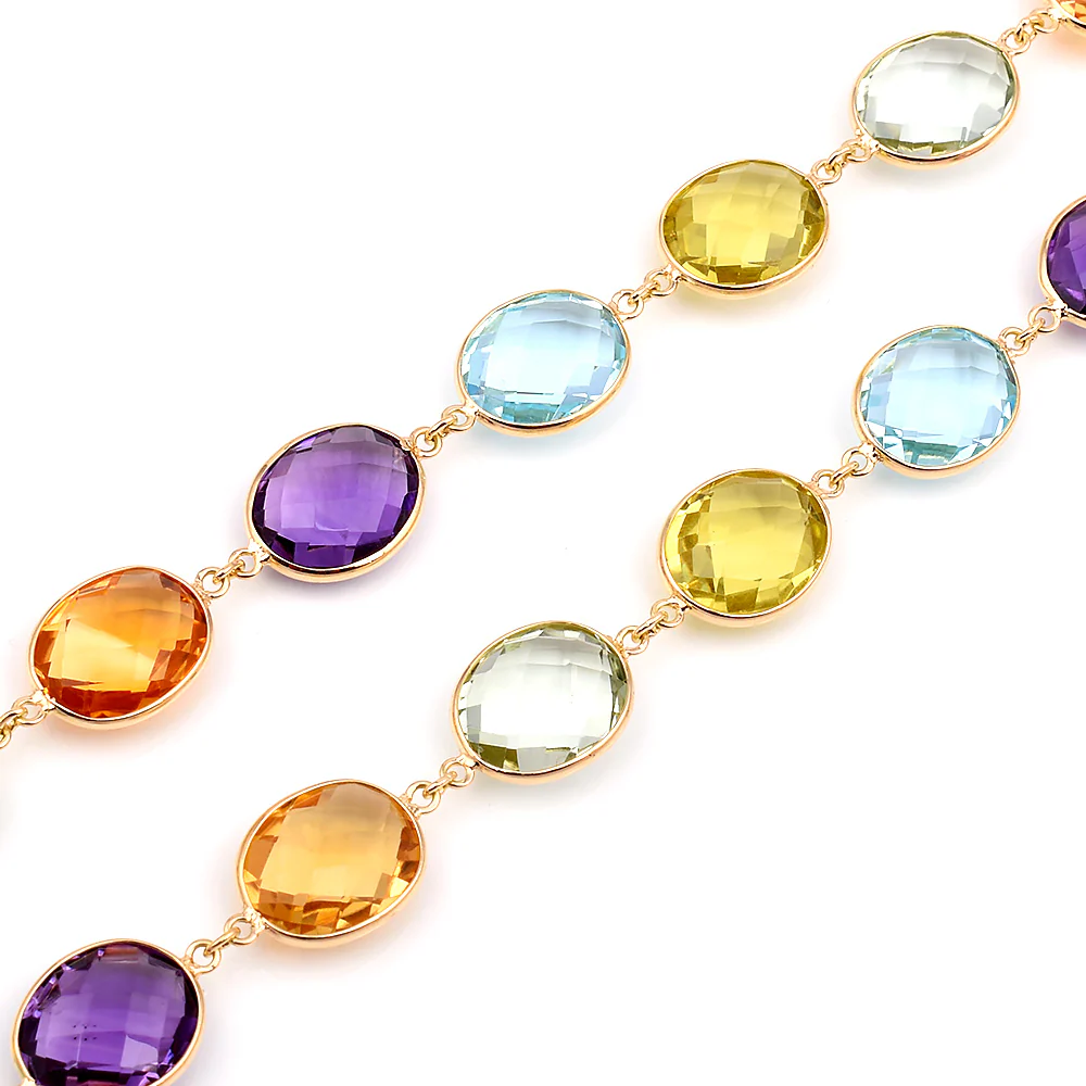 Citrine, Purple and Green Amethyst, Blue and Lemon Topaz, 18k
