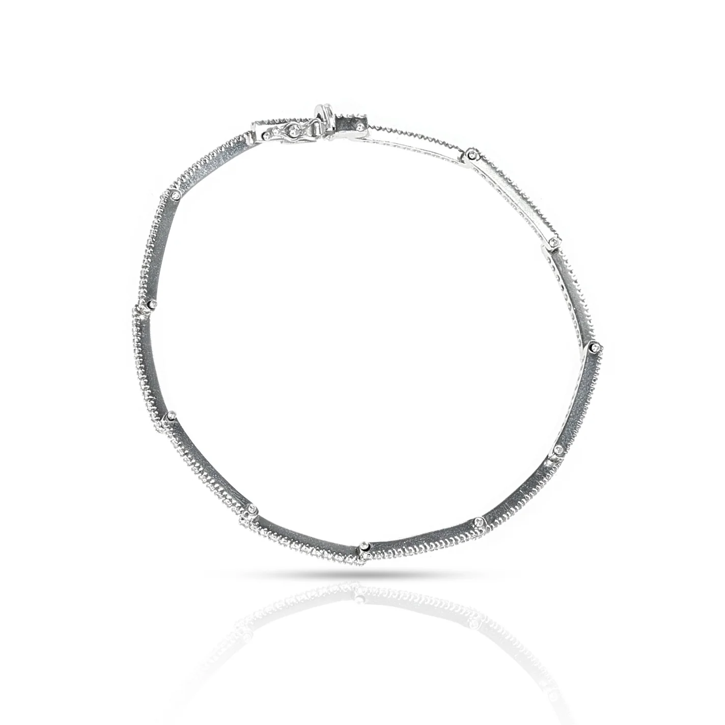 18k White Gold Step Design Diamond Bracelet