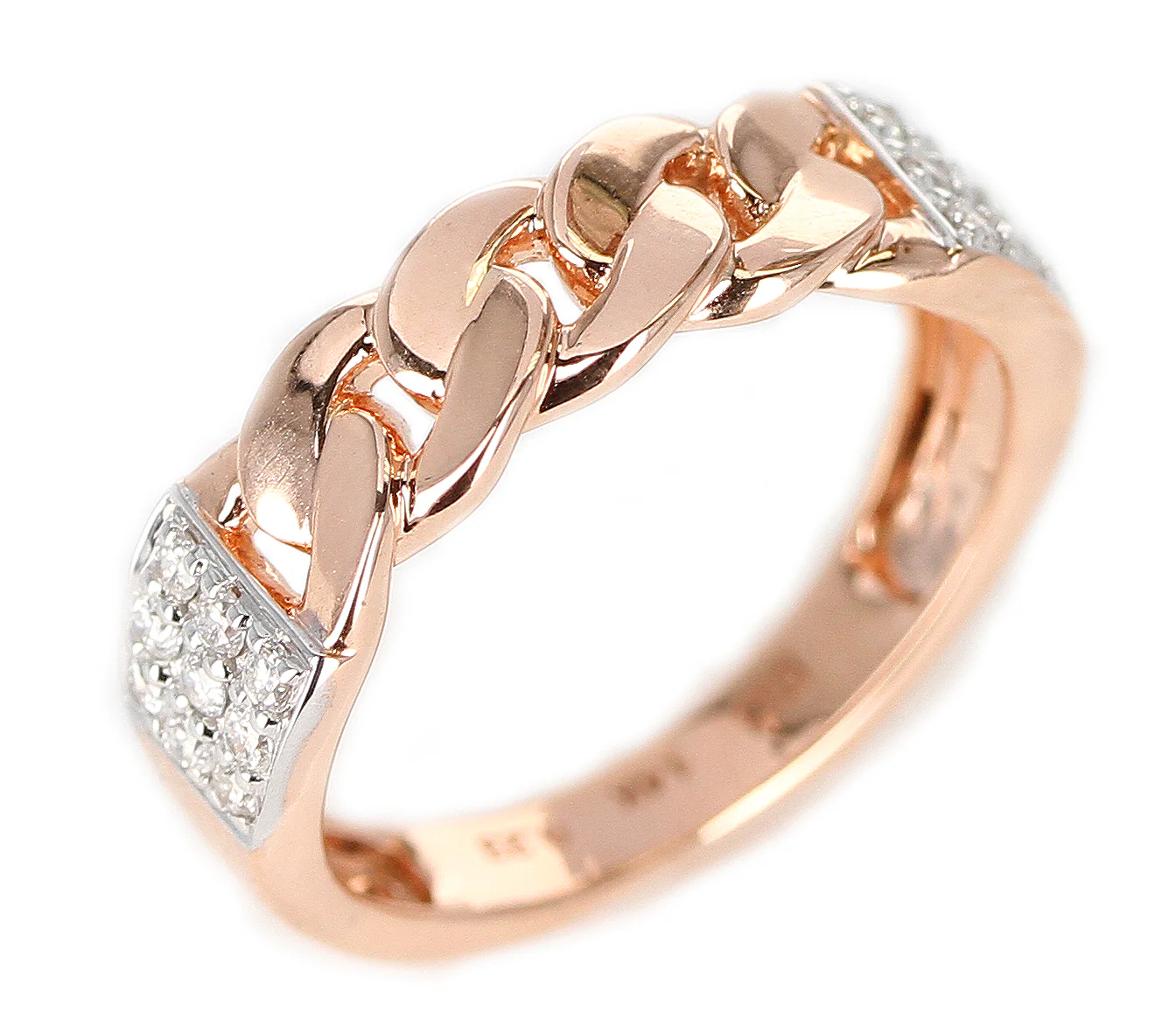 Rose Gold Rope-Style Ring with Diamonds, 14K
