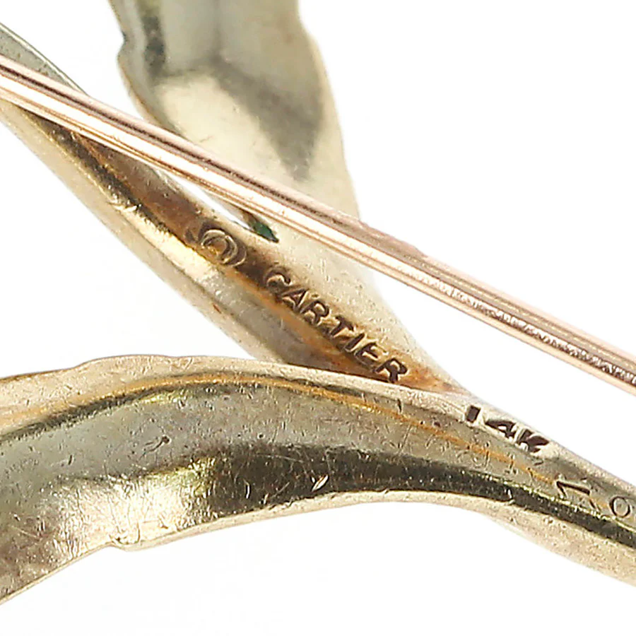 Cartier Floral Pin/Brooch Rubies, Diamonds and Enamel, 18 Karat Yellow Gold