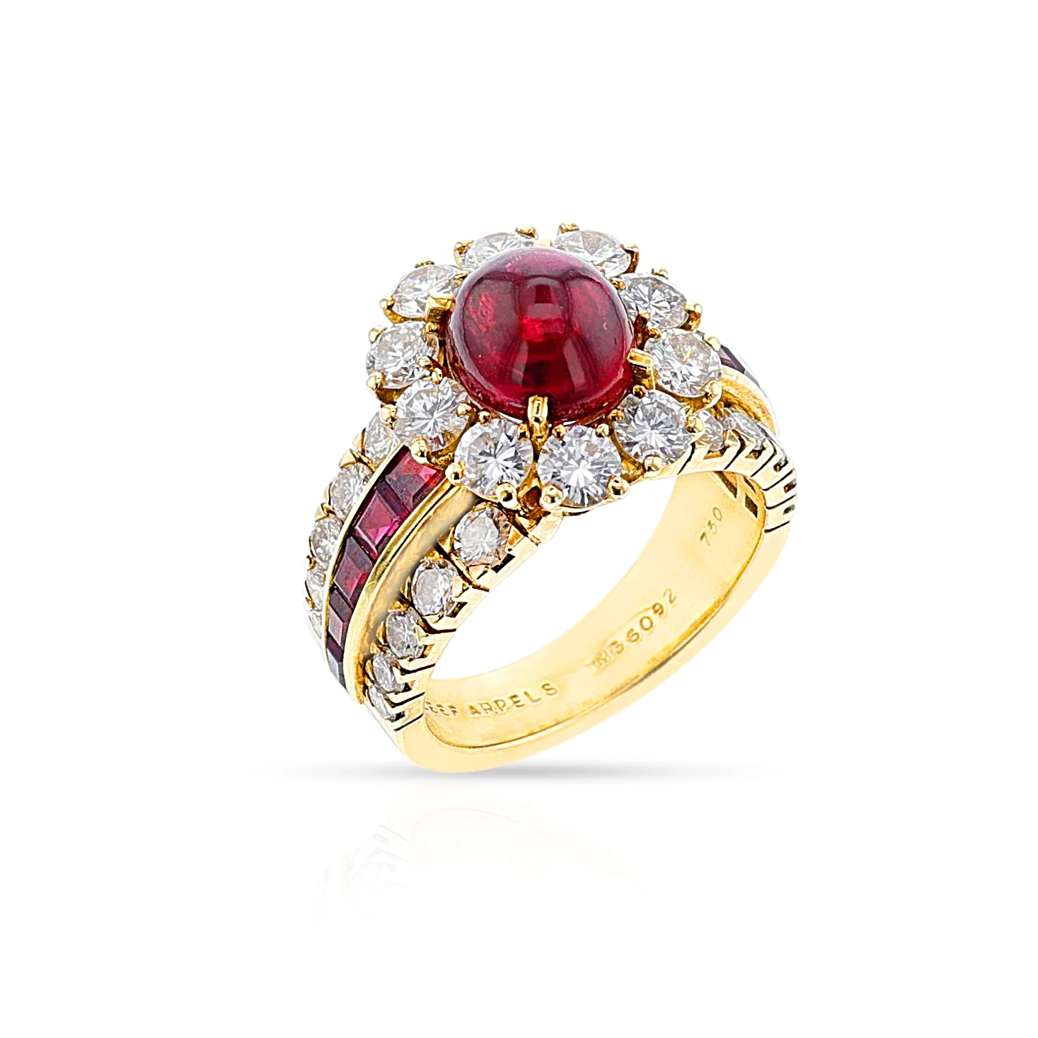Van Cleef & Arpels Ruby Cabochon and Diamond Ring, 18k