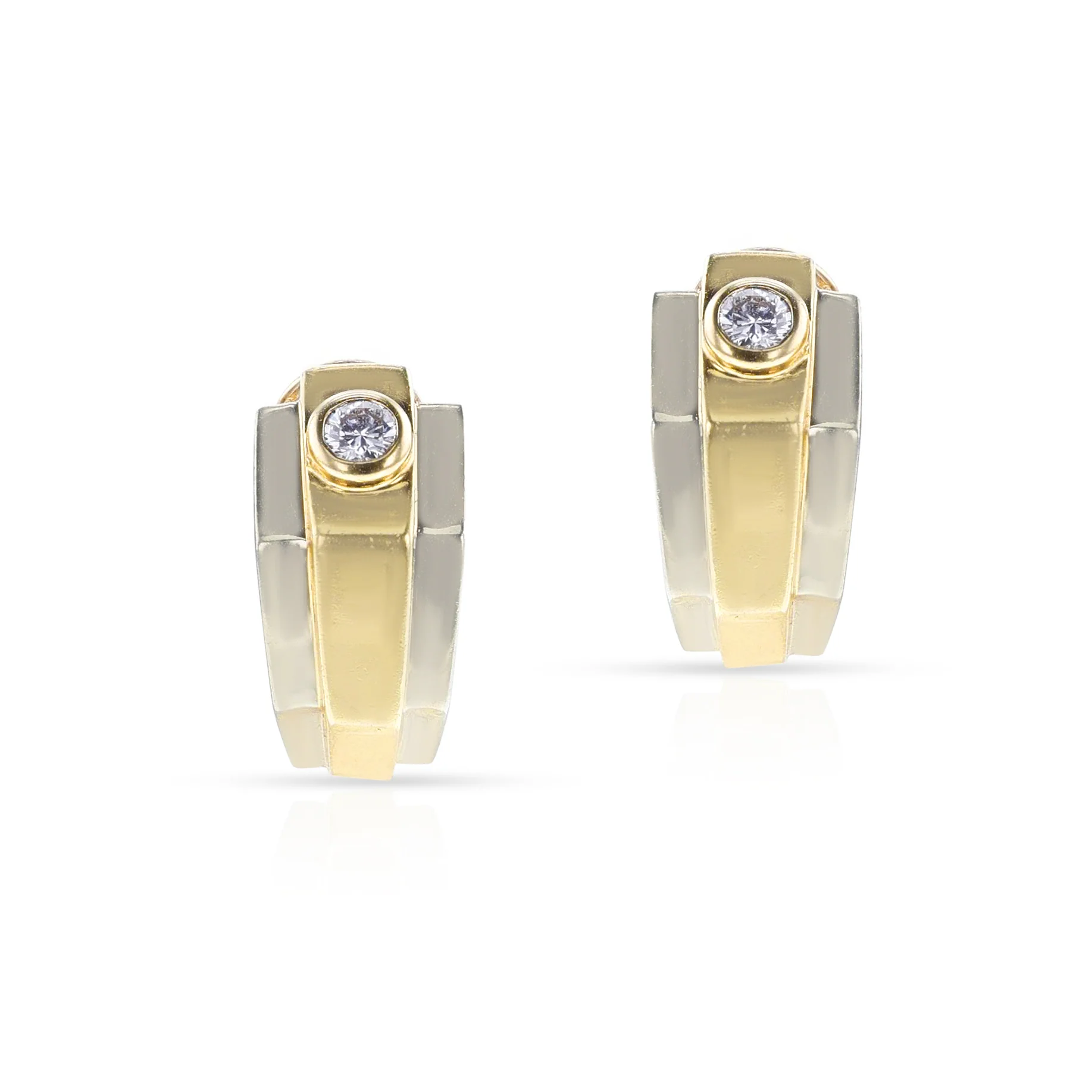 Hermes Paris Diamond and Two-Tone Gold Earrings, 18k