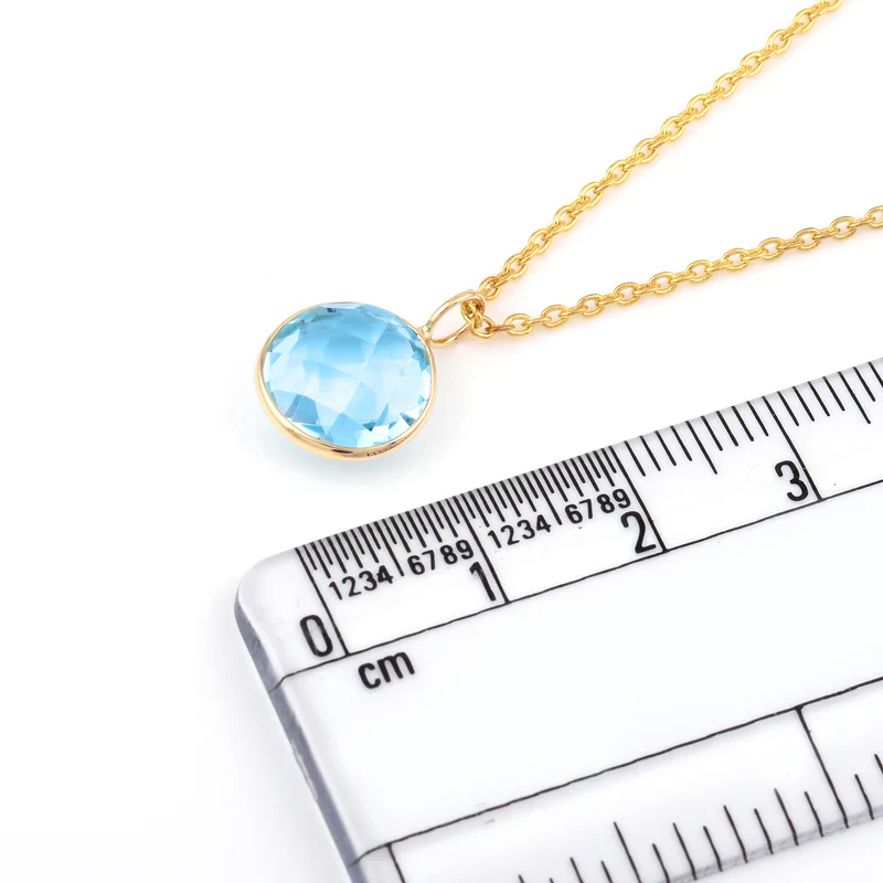 Round Semi-Precious Gemstone Pendant, 18K Yellow Gold