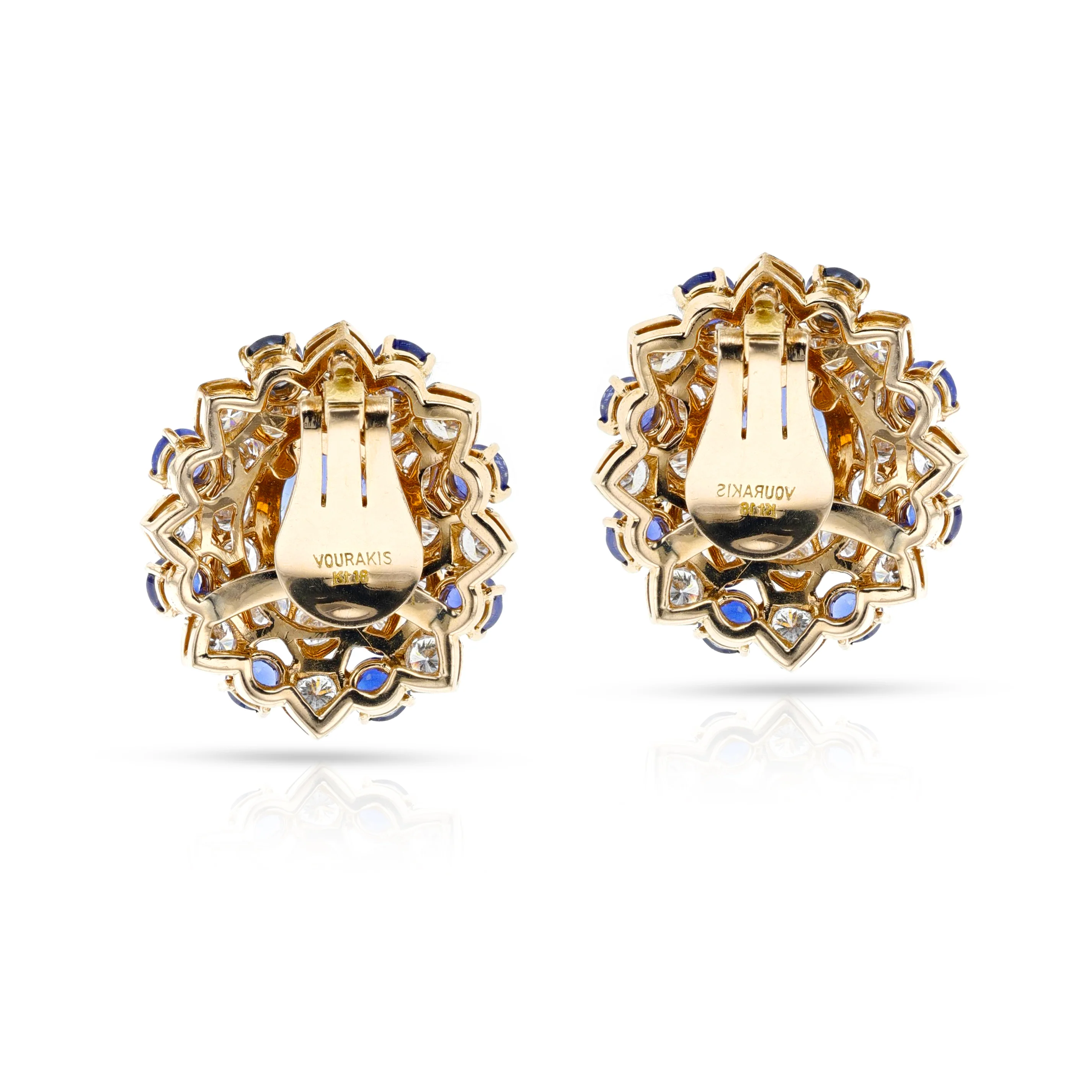 Vourakis Certified Unheated Sapphire and Diamond Earrings, Brooch, and Ring Suite 18k