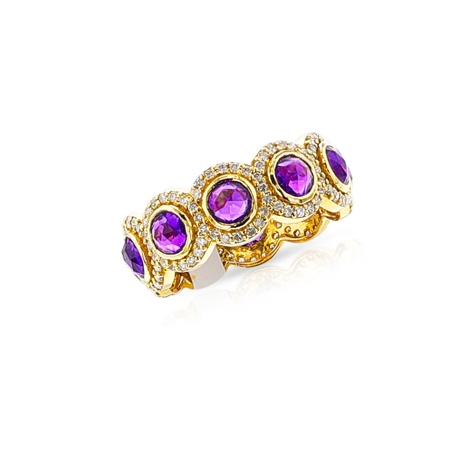 Amethyst and Diamond Band, 18K