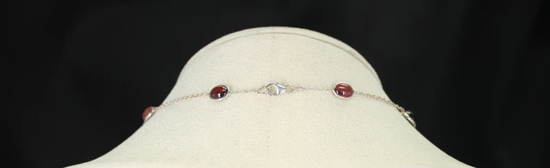 Dark Blue Sapphire Cabochon Necklace, Sterling Silver