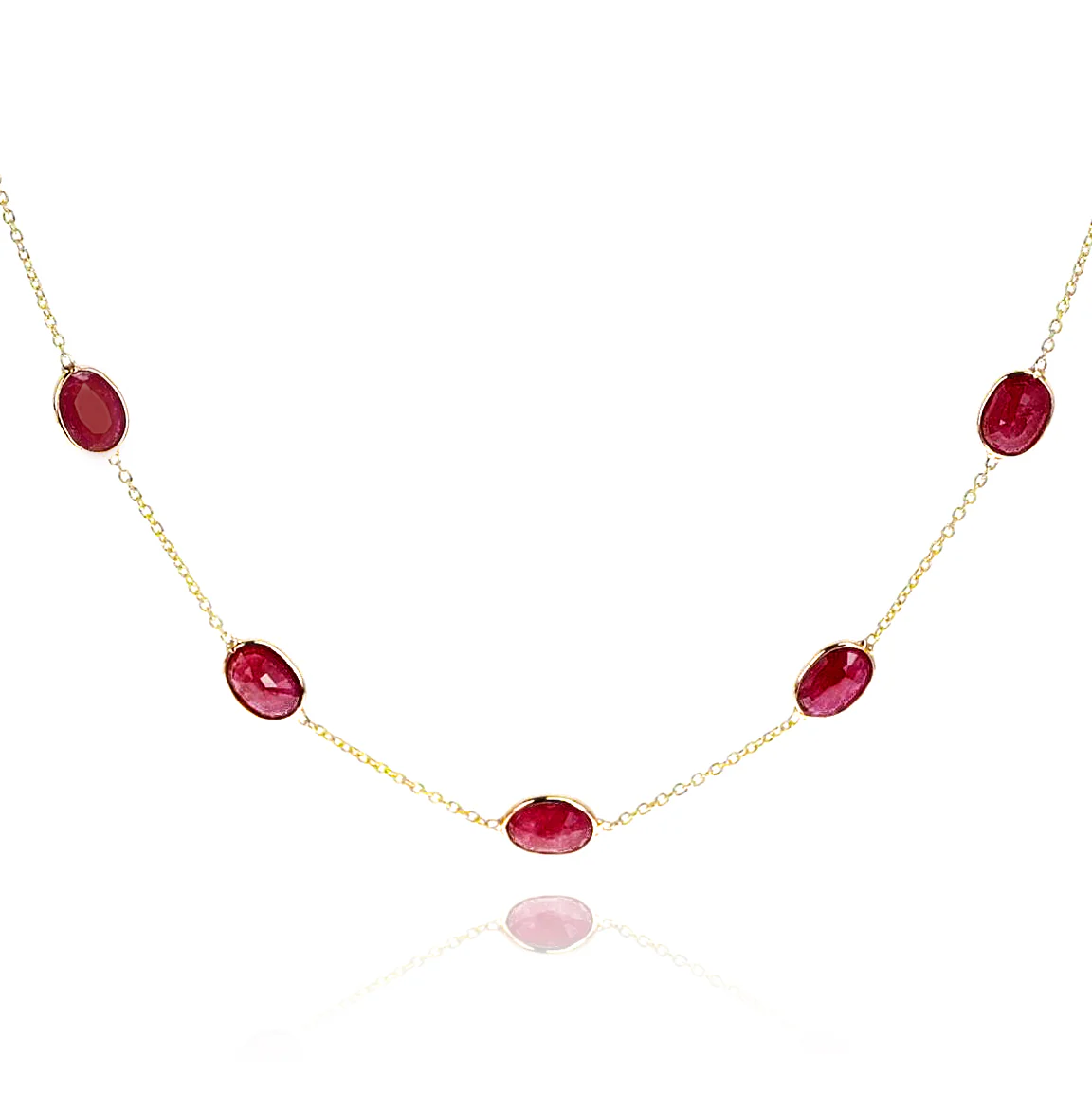 Oval Ruby Necklace, 18k