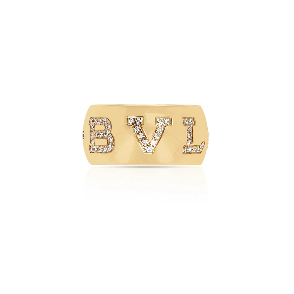 BVLGARI Diamond Letter Band Ring, 18K Gold