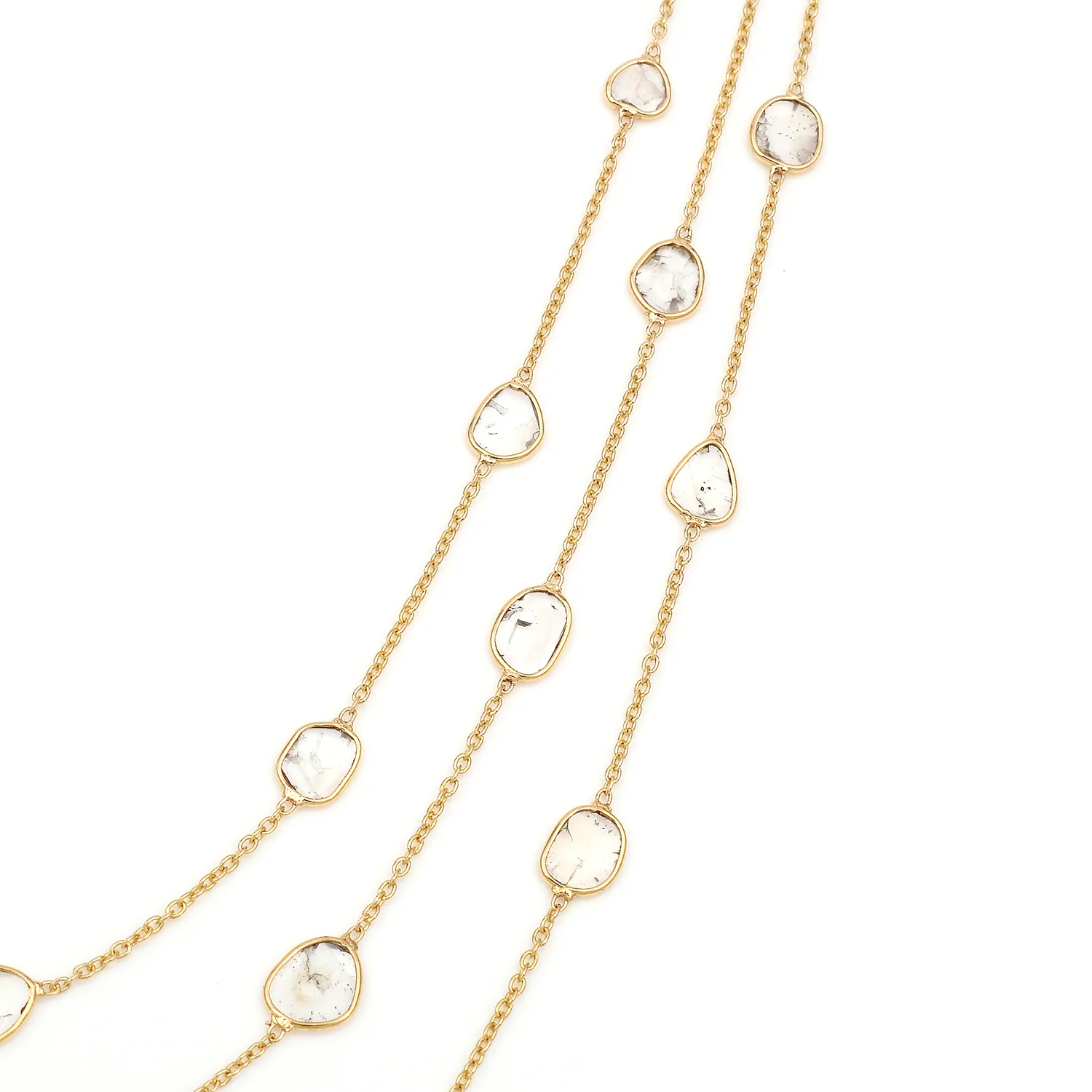 Triple Layer Diamond Slices Necklace, 18k