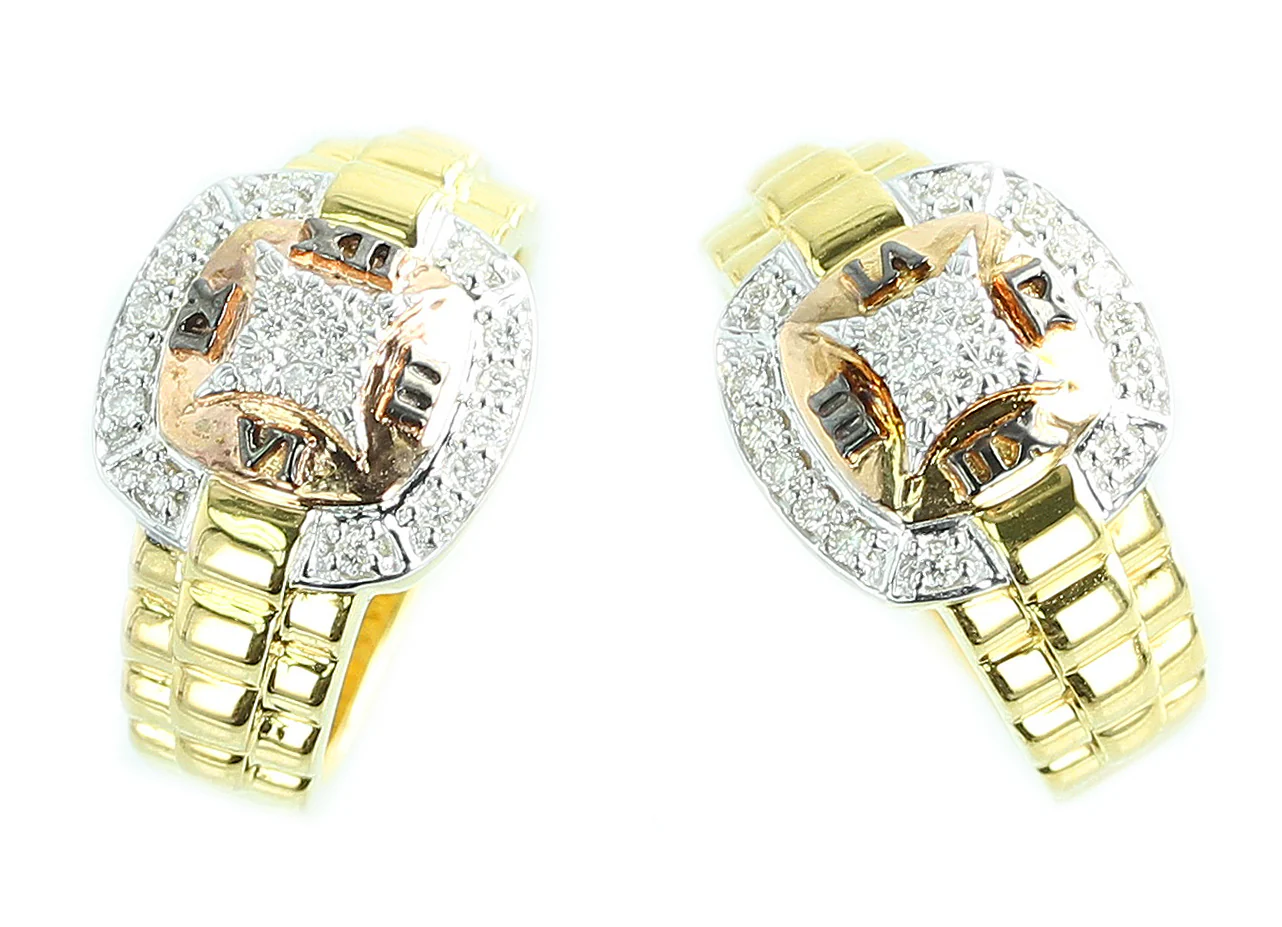 Diamond and Watch Band Style Ring, 14K Yellow and Rose Gold