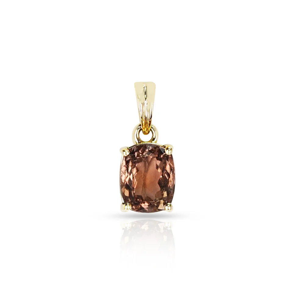 Brown Tourmaline Pendant (2.5 cts), 18K Yellow Gold