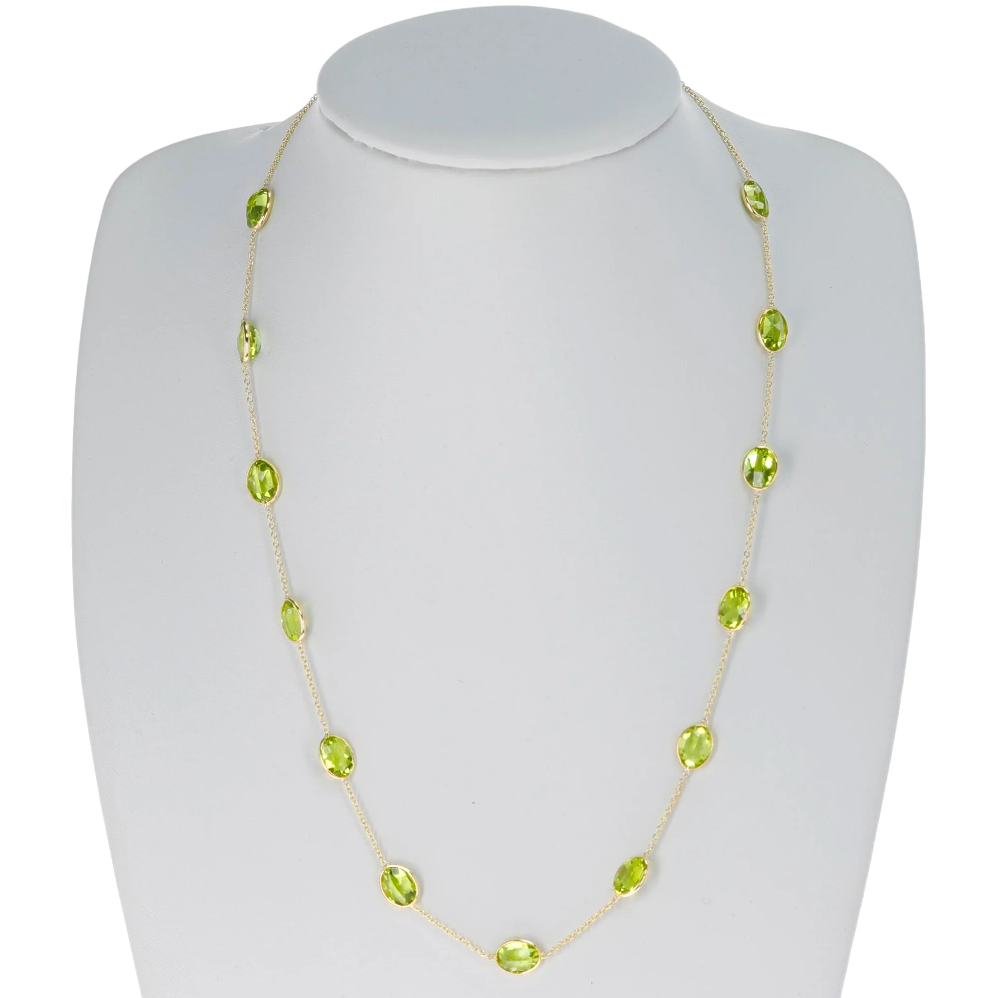 Oval Peridot Necklace, 18K