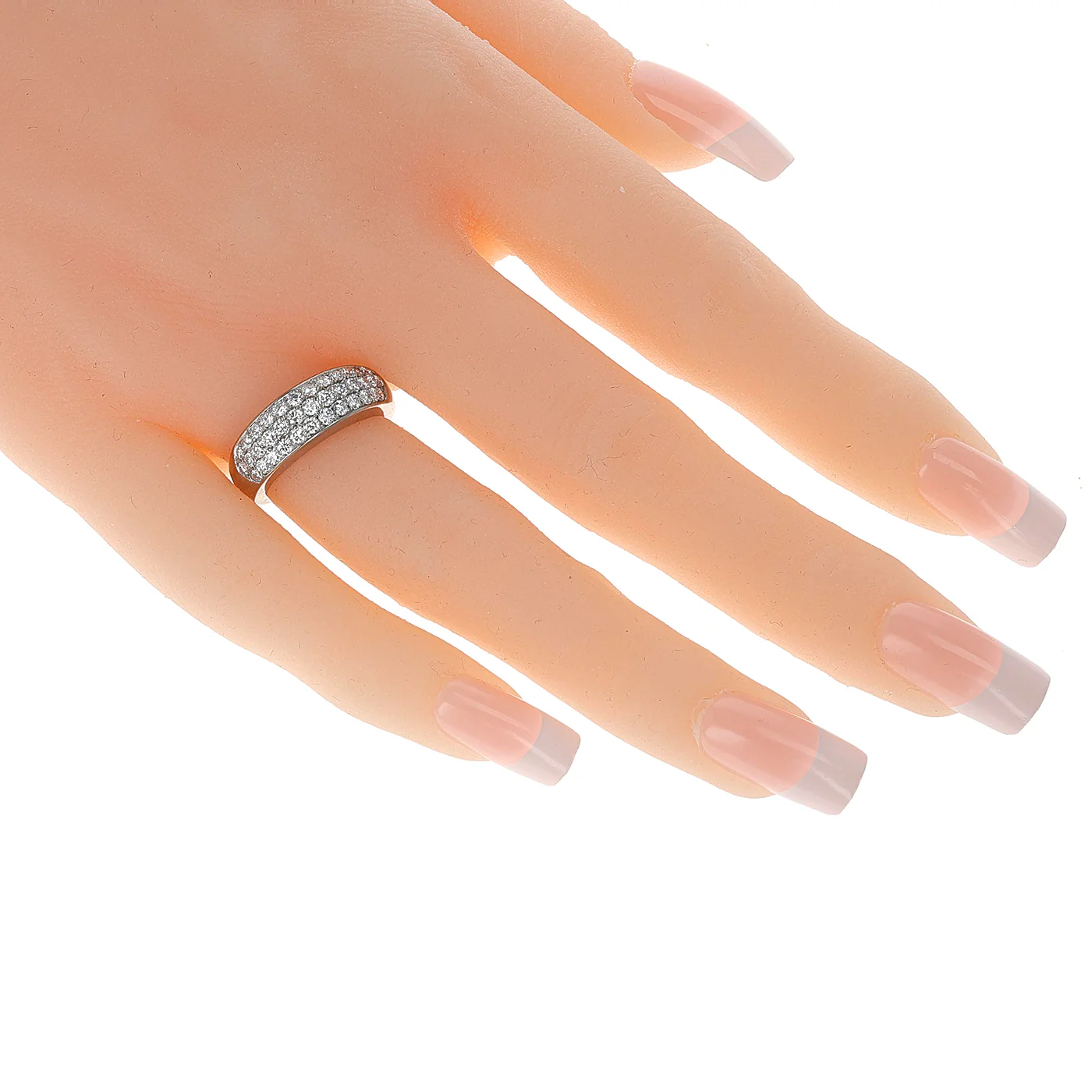 Van Cleef & Arpels Three Row Round Diamond Band Ring, 18K