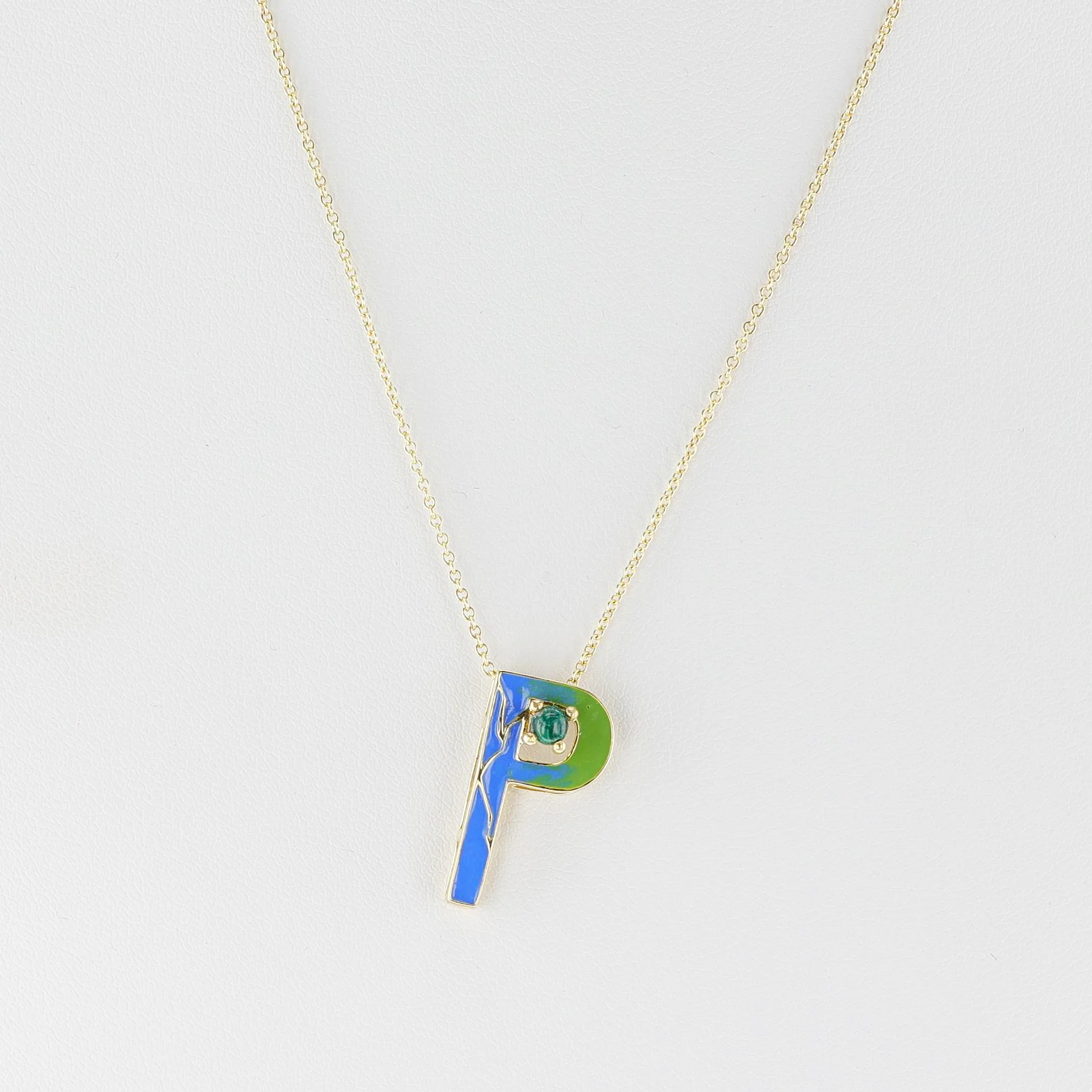 Blue and Green Enamel and Gold Lining 