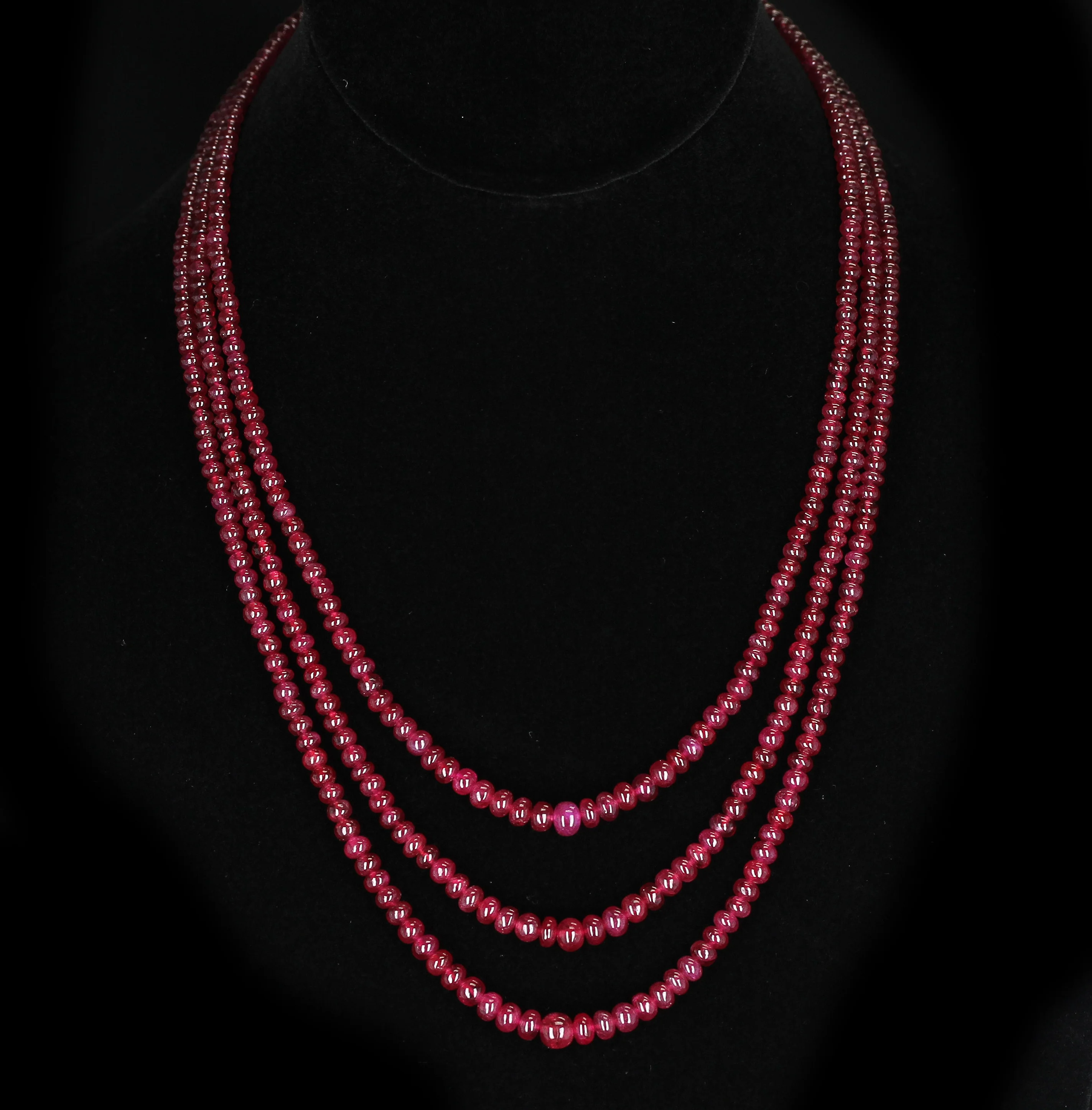 Plain & Smooth Ruby Beads with a Ruby Cabochon Clasp