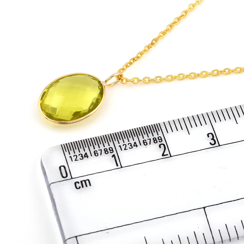 Oval Semi-Precious Gemstone Pendant, 14k