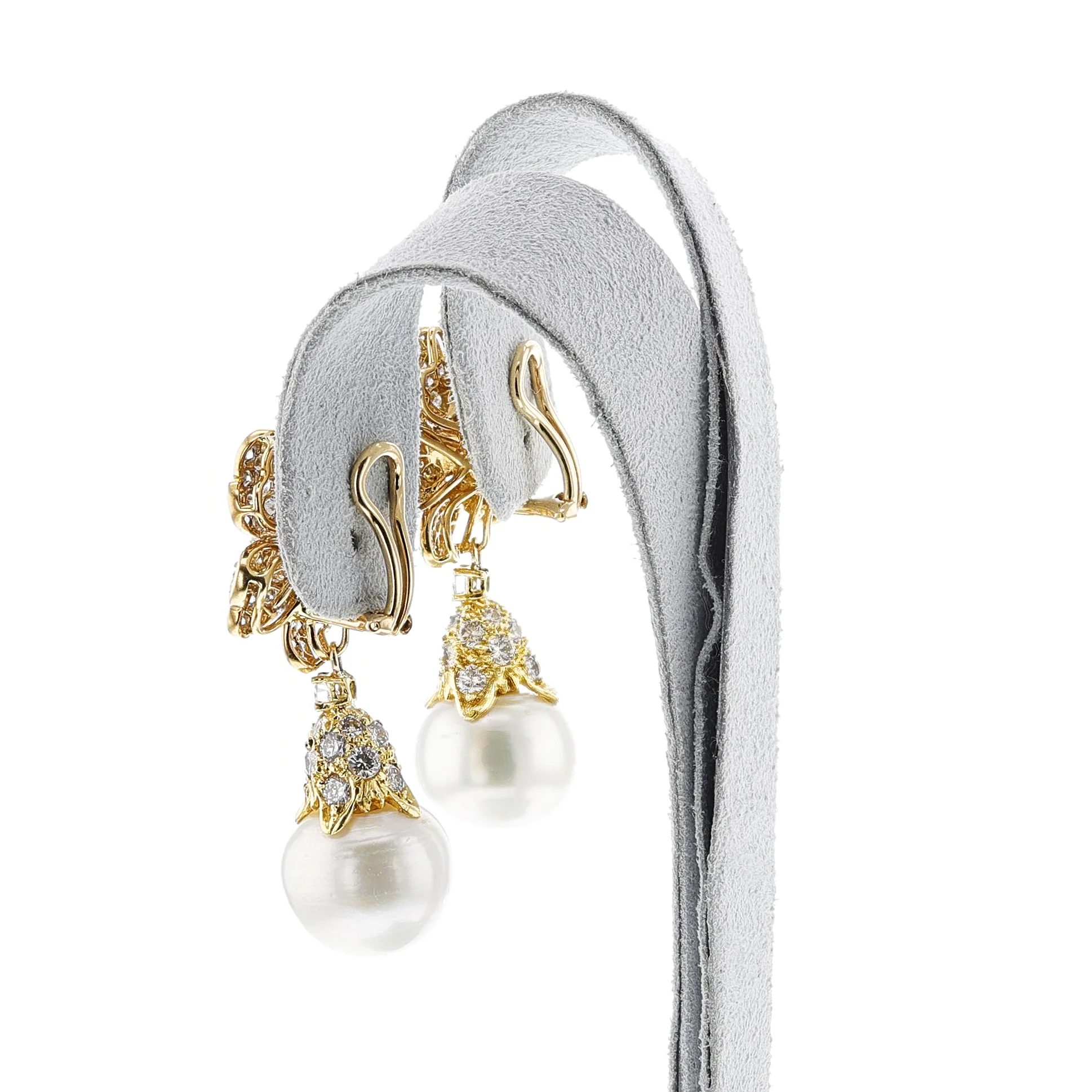 18K Pearl and Diamond Day and Night Earrings