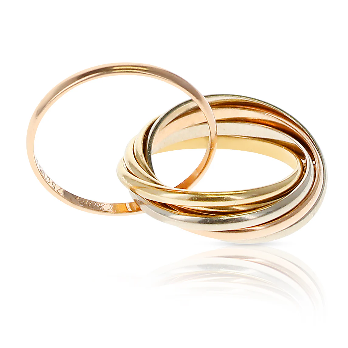 Cartier 7 Band Rolling Ring, 18 Karat Rose, White and Yellow Gold