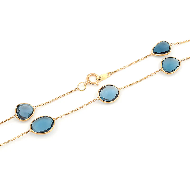 Mixed Cut Large Gemstone Necklace, 18k