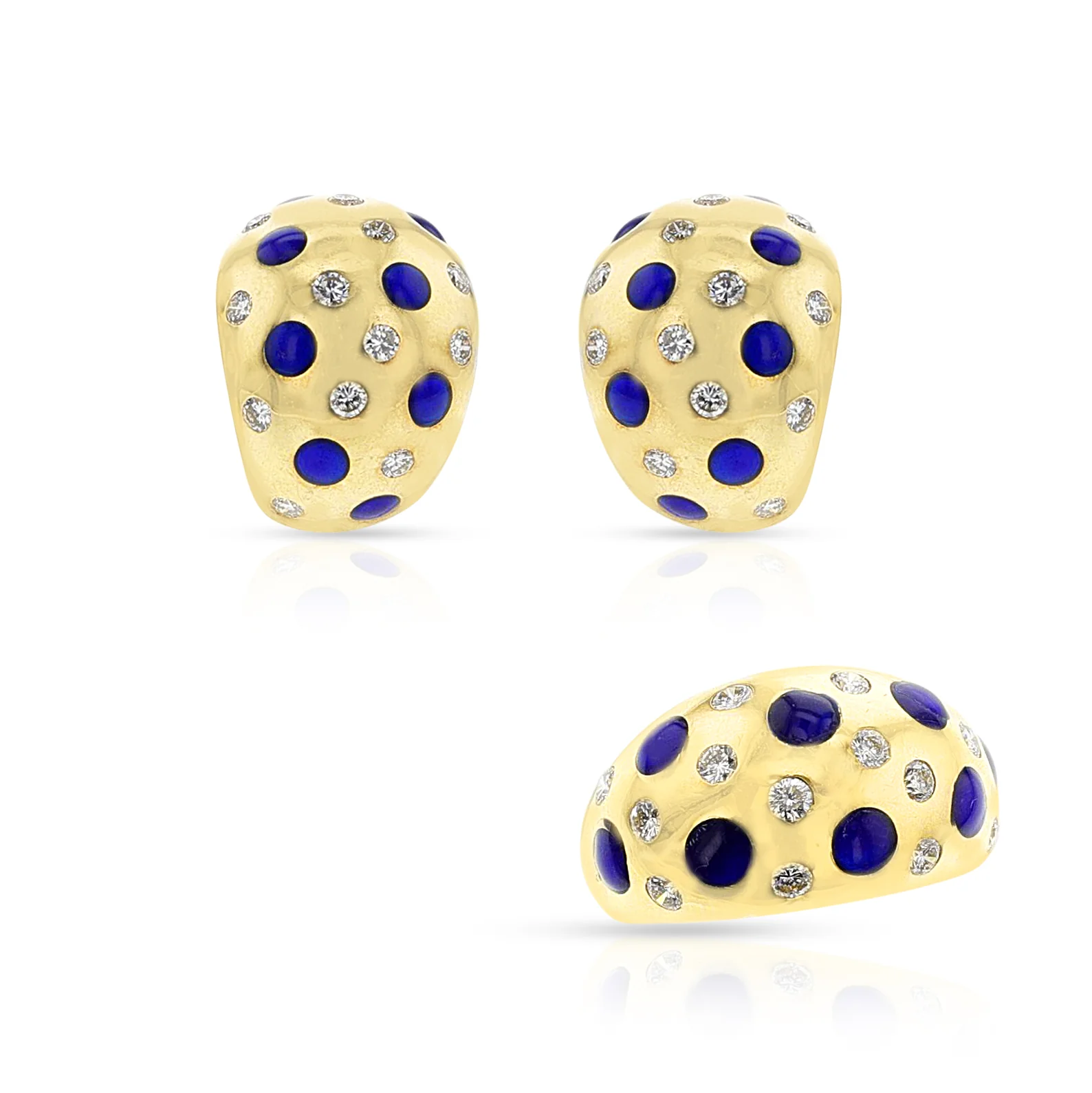 Van Cleef & Arpels Plique a Jour Enamel and Diamond Earring and Ring Set, 18k