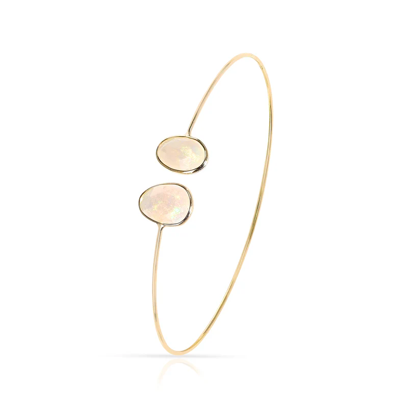 Mixed Shape Larimar Bangle, 18k